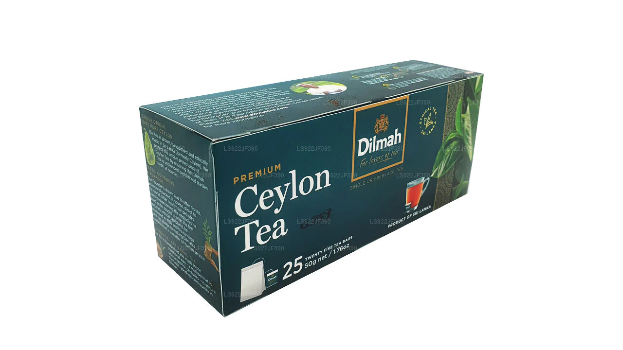 100% Natural Finest Ceylon Tea Dilmah Premium 25 Tea Bags Organic Black Tea