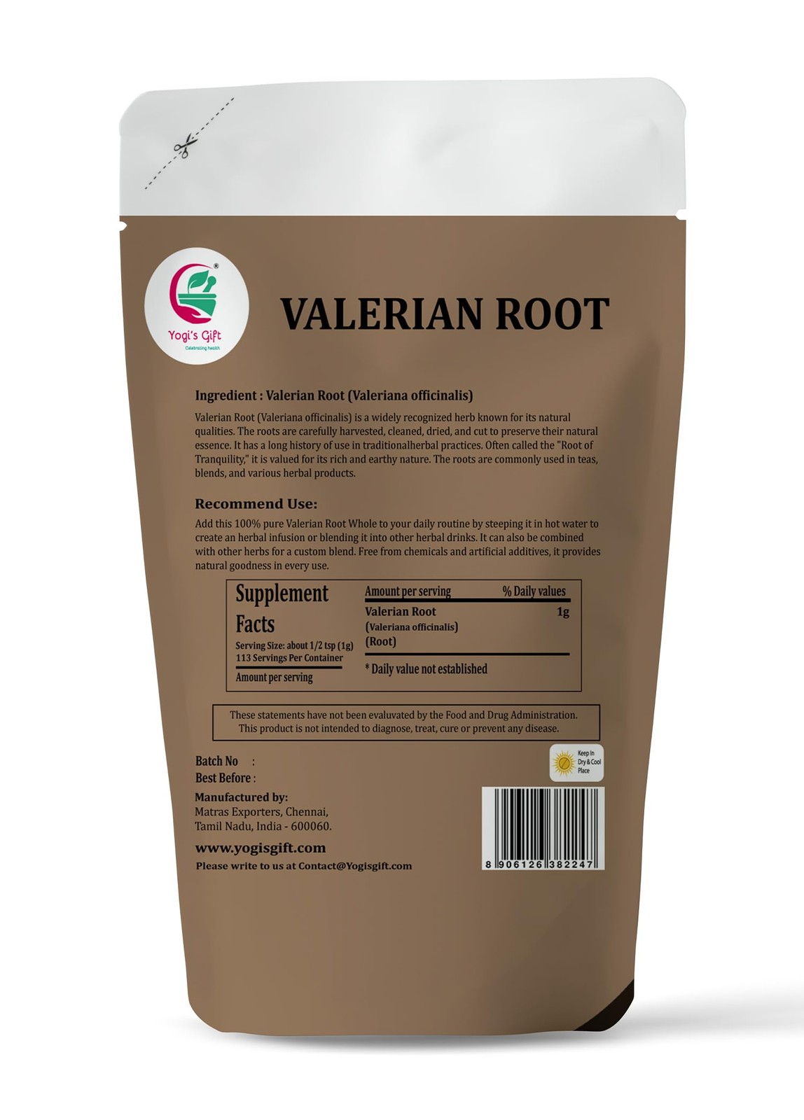 Raíz De Valeriana Entera 4 Oz 100% Natural Para Té Hierbas Dormir y Ansiedad