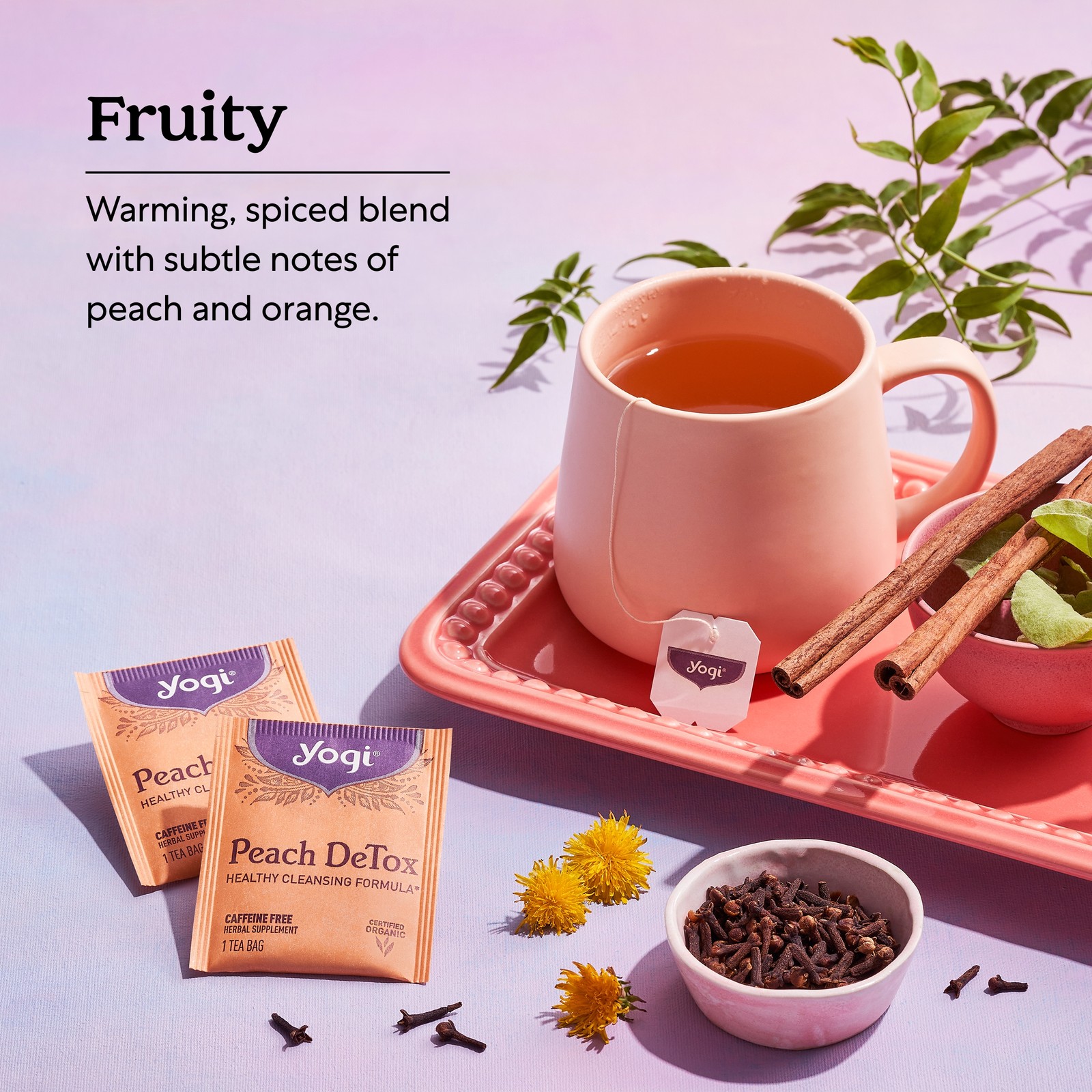 Yogi Tea – Peach DeTox Tea (4 Pack) Caffeine Free – 64 Organic Herbal Tea Bags