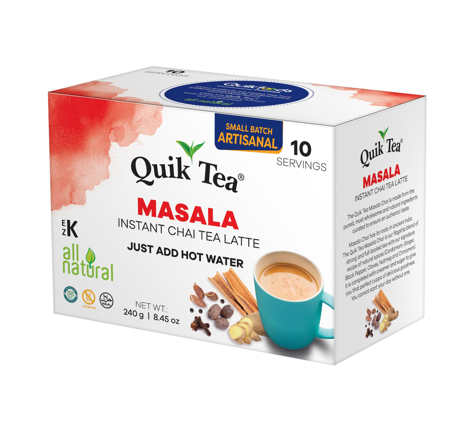 20 Count Chai Tea Latte Mix Masala All Natural Non GMO Kosher Halal Pouches