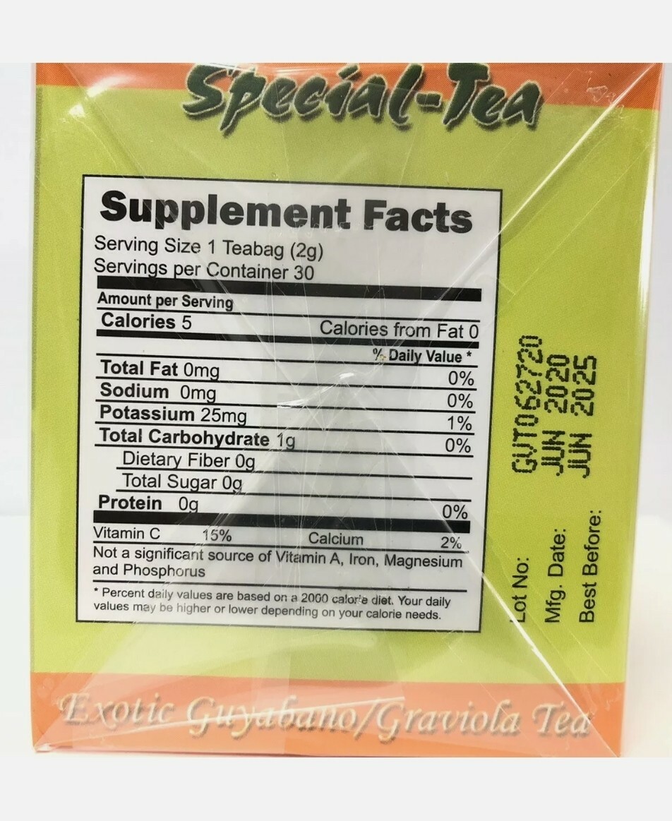 Special-Tea Exotic Soursop Special Tea Guyabano Tea (1 Box with 30 Tea Bags)