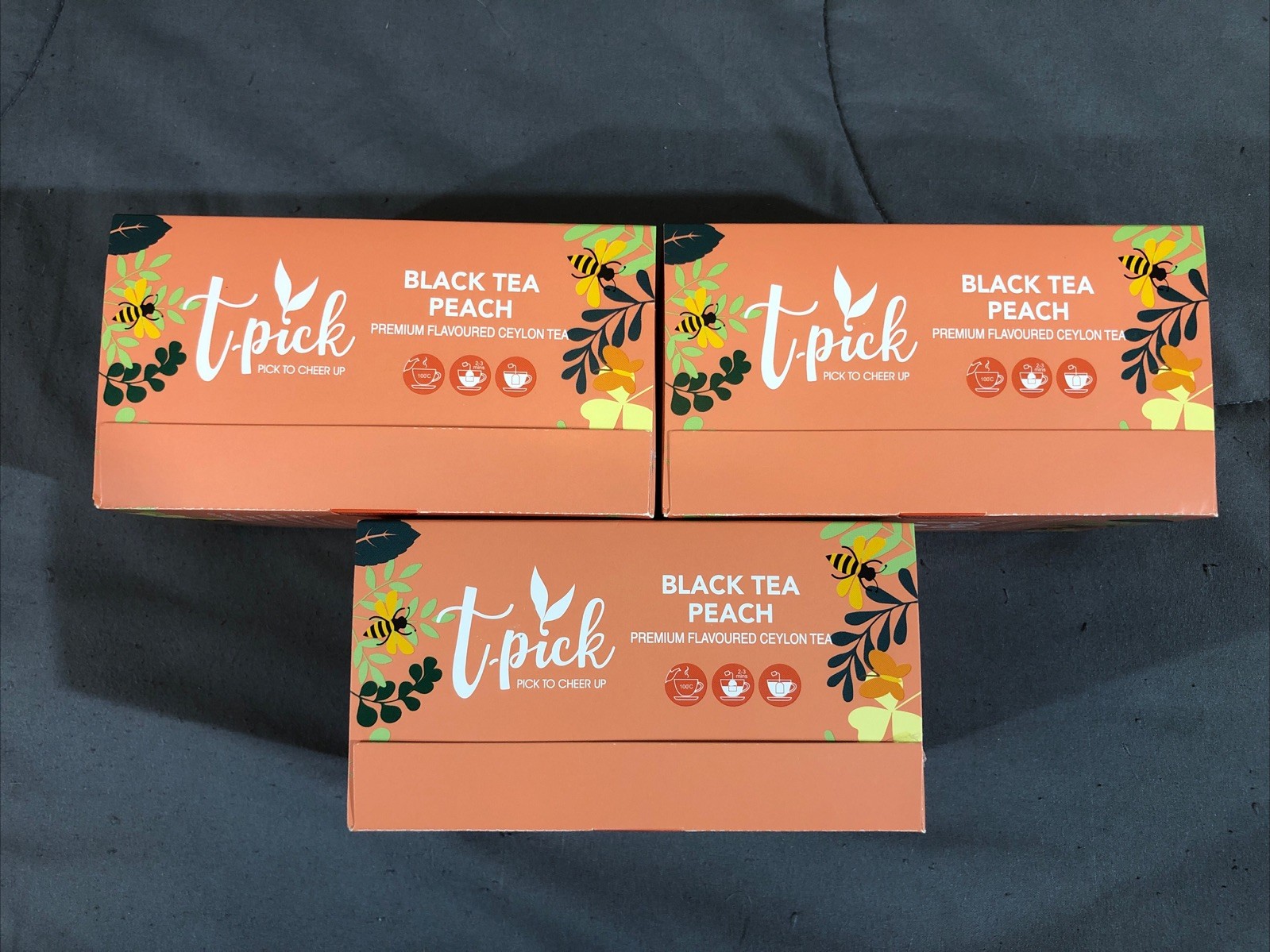 3 PACK ~ T-PICK BLACK TEA PEACH CEYLON Tea Bags 60 Bags Total BB: 10/01/2029