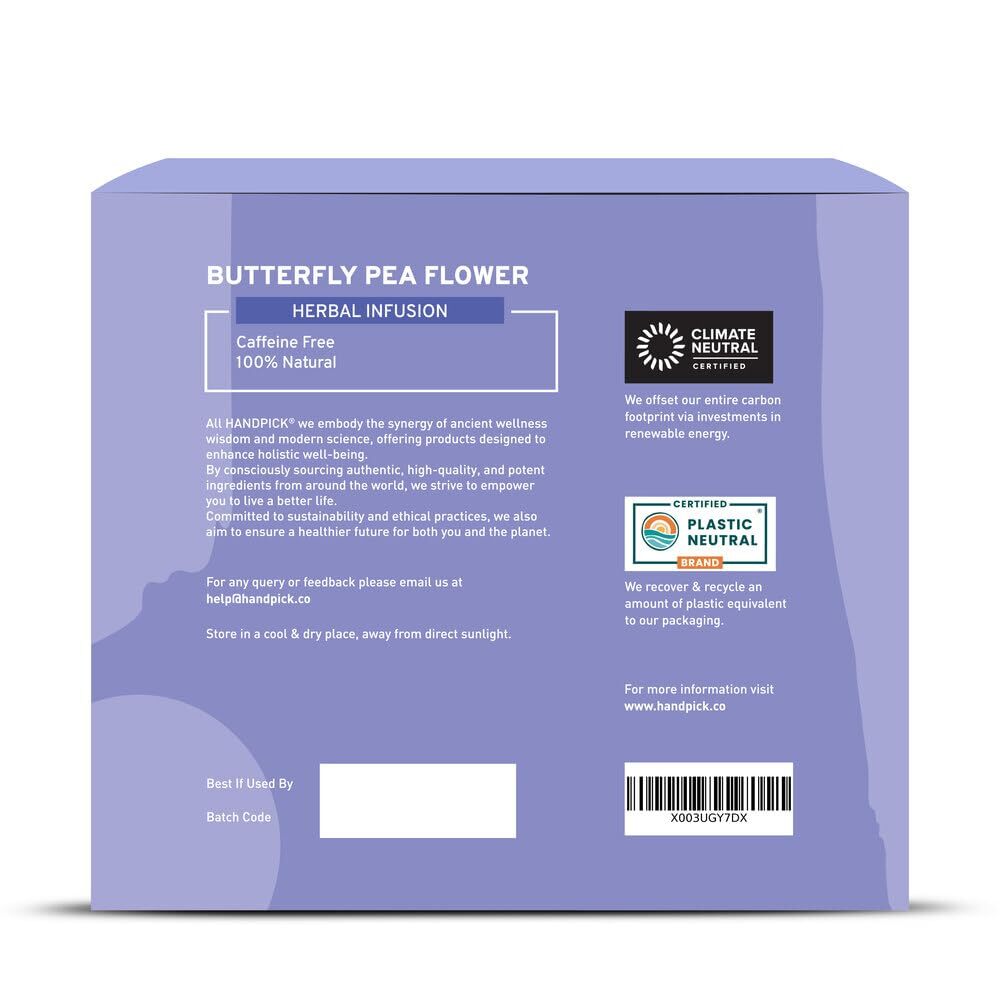 Butterfly Pea Flower Tea (100 Herbal Tea Bags) | Caffeine Free, Non GMO |