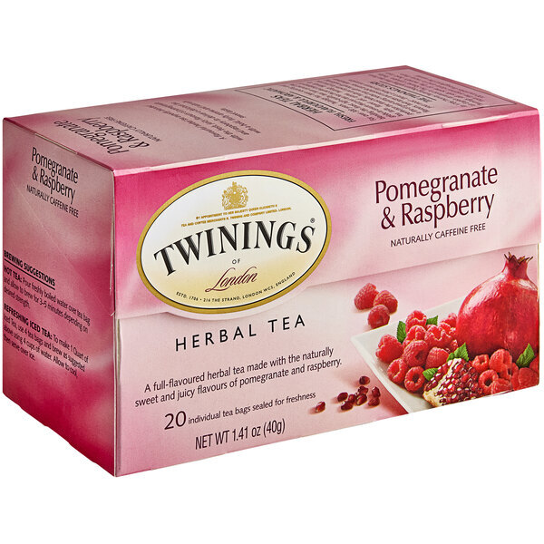 Twinings Pomegranate & Raspberry Herbal Tea Bags – 20/Box