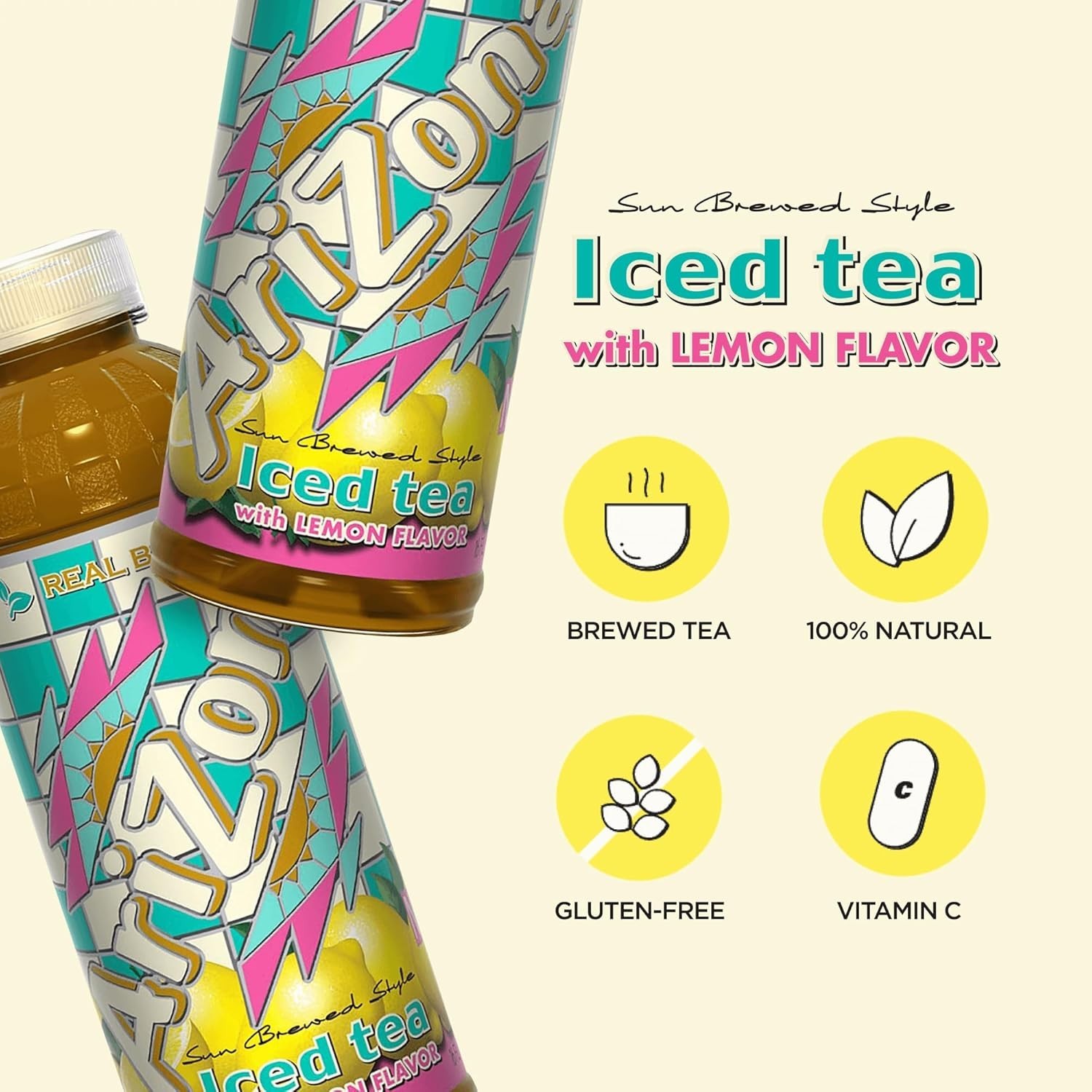Pack of 12 Lemon Bottled Tea 16 Fl Oz Low Caffeine Herbal Drink