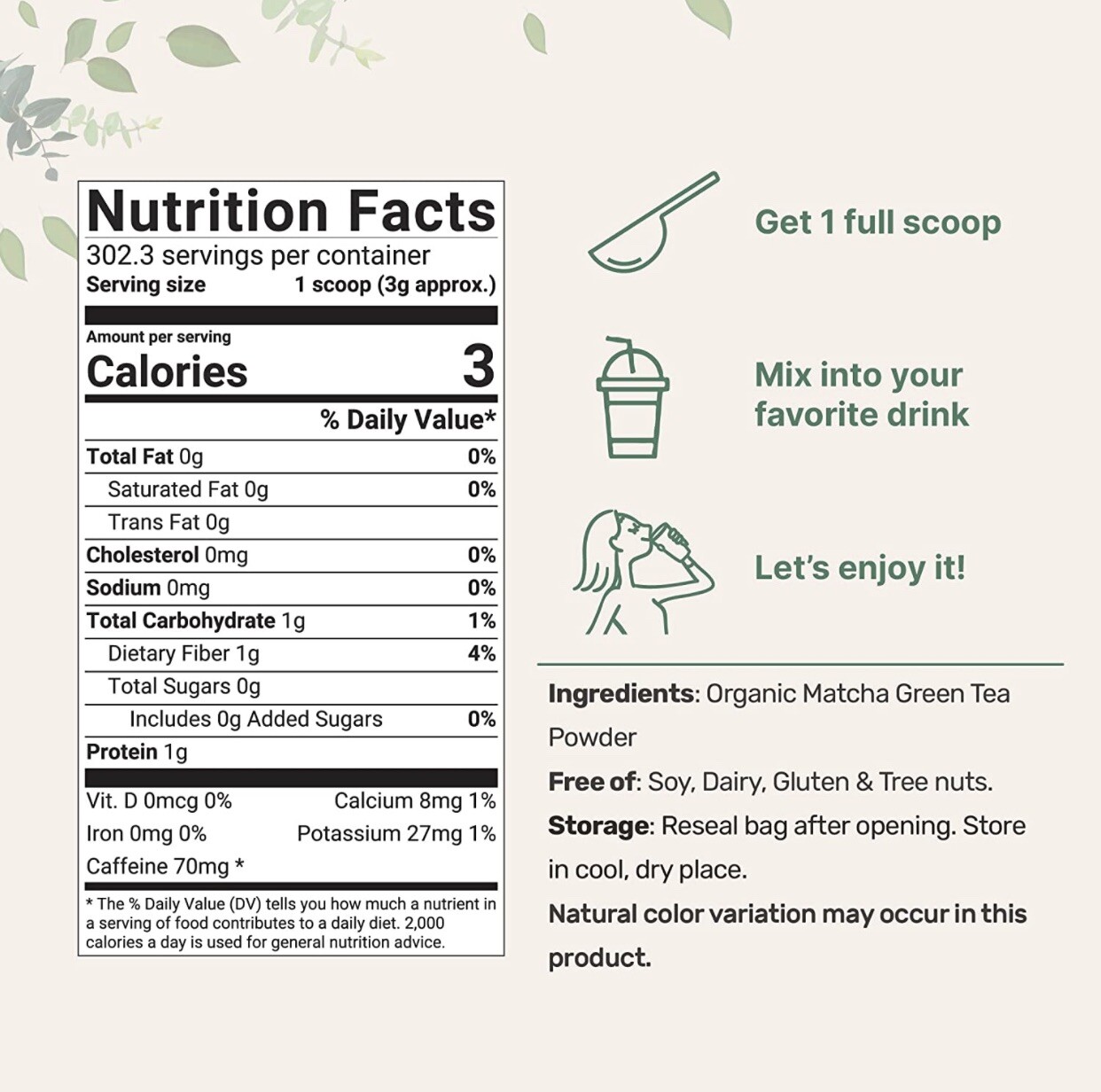 Organic Matcha Green Tea Powder, 2 Pound (32 Ounce), Culinary Grade – Unflavored