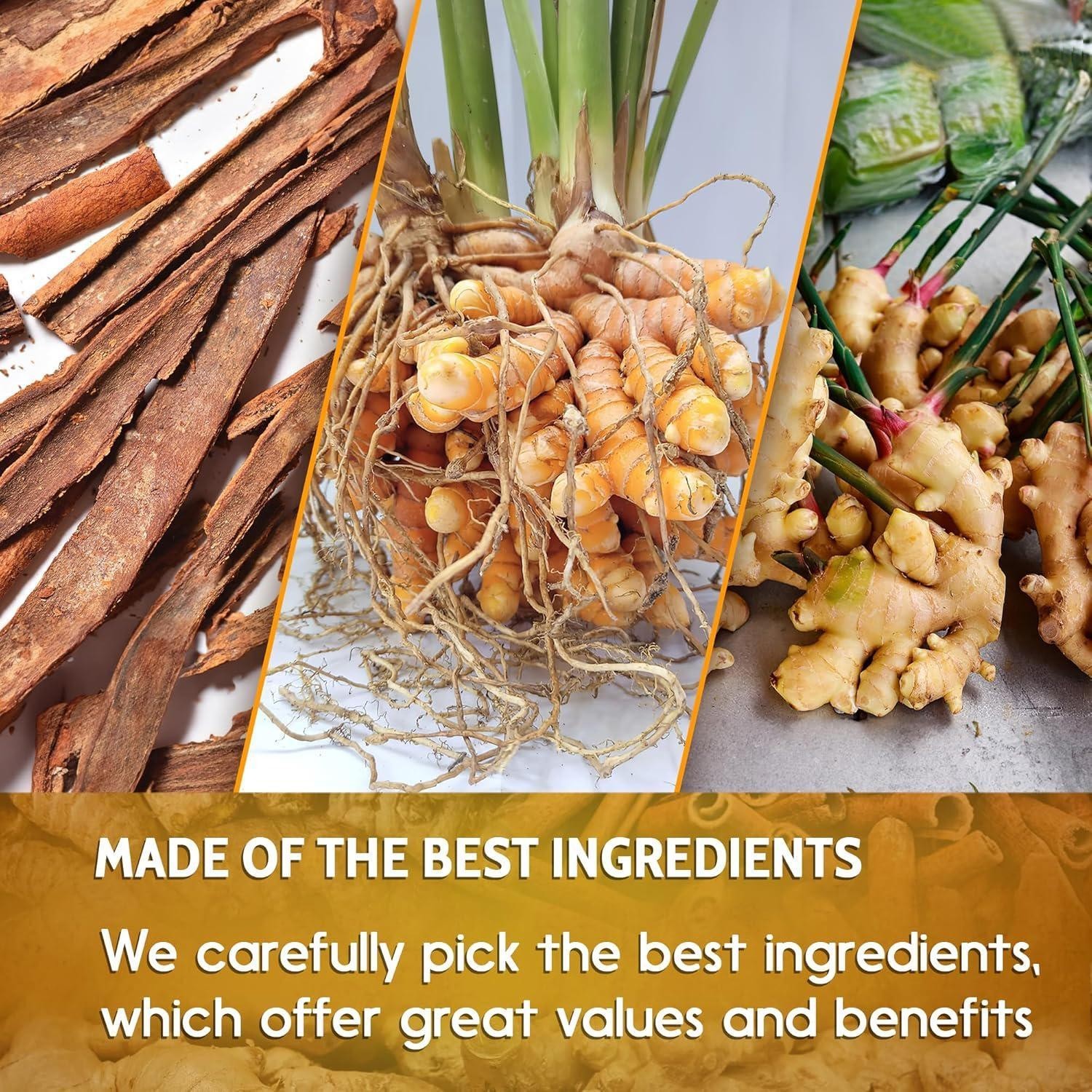 Turmeric Ginger Cinnamon Herbal Tea 120 Bags Vegan No Sugar Caffeine Free