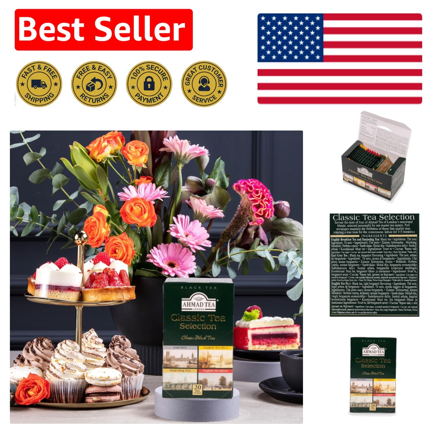 Earl Grey, English Breakfast & More: Classic Black Tea Selection – 20 Teabags