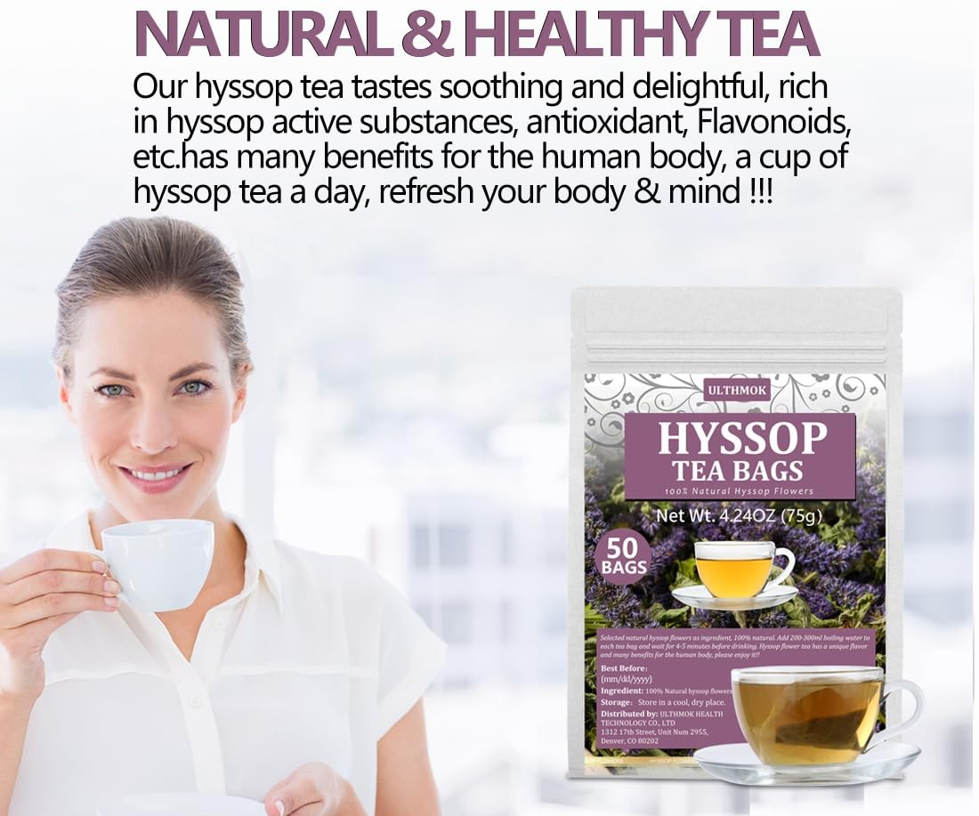 Premium 50 Hyssop Tea Bags, Made with Natural 50 Count (Pack of 1)