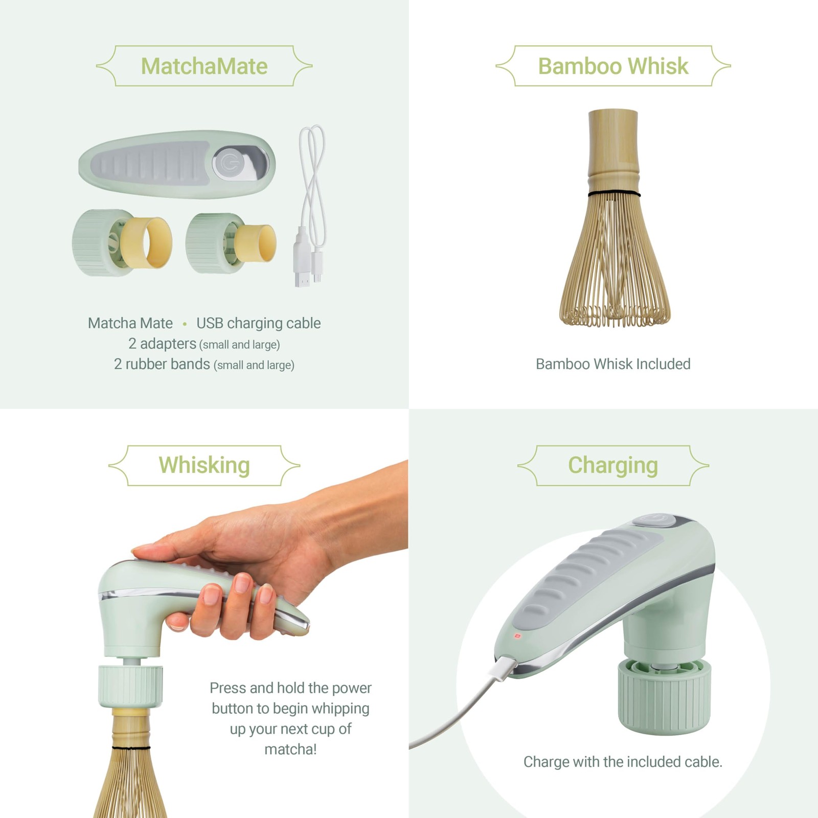 Matcha Mate Electric Powered Bamboo Whisk – Traditional Whisking with Electro…
