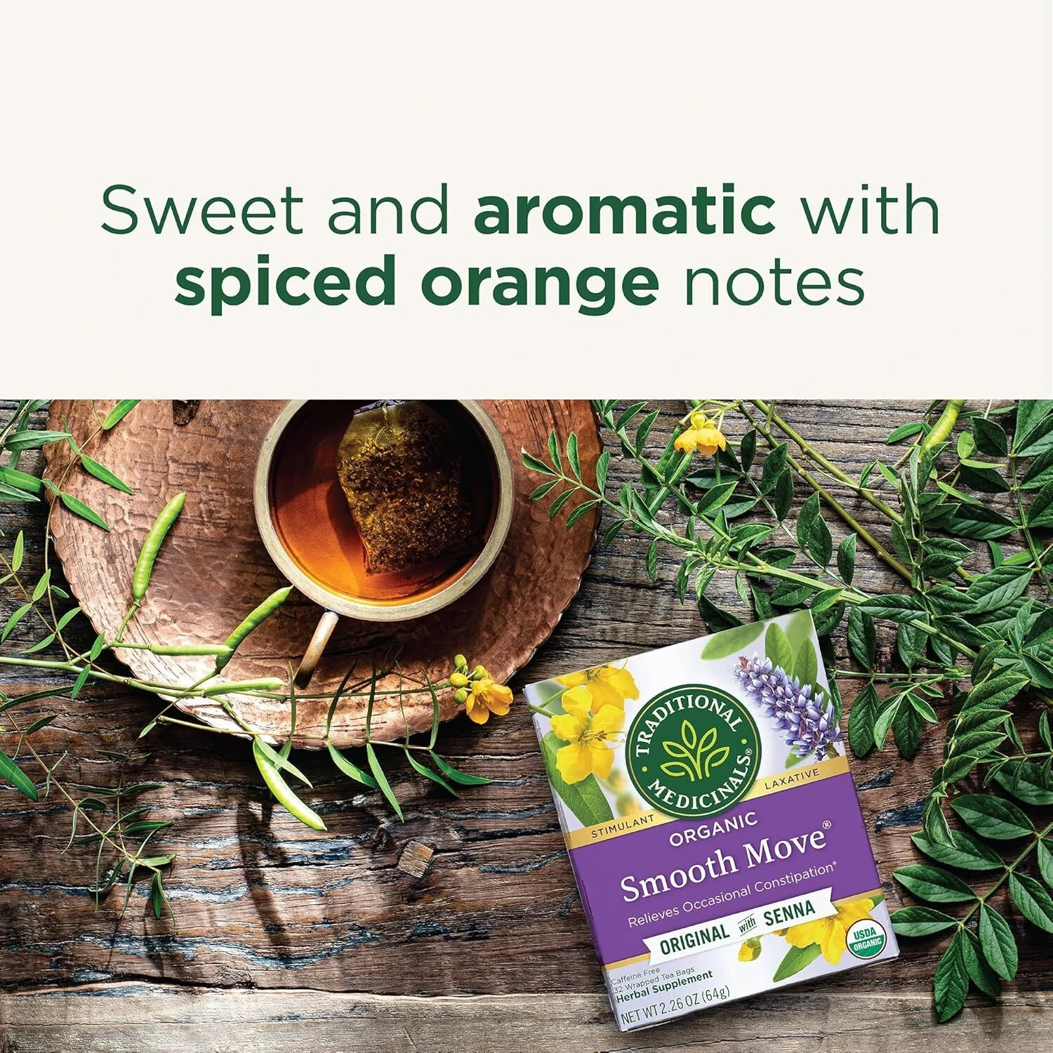 Tea, Organic Smooth Move, Relieves Occasional Constipation, Senna, 32 Tea Bags