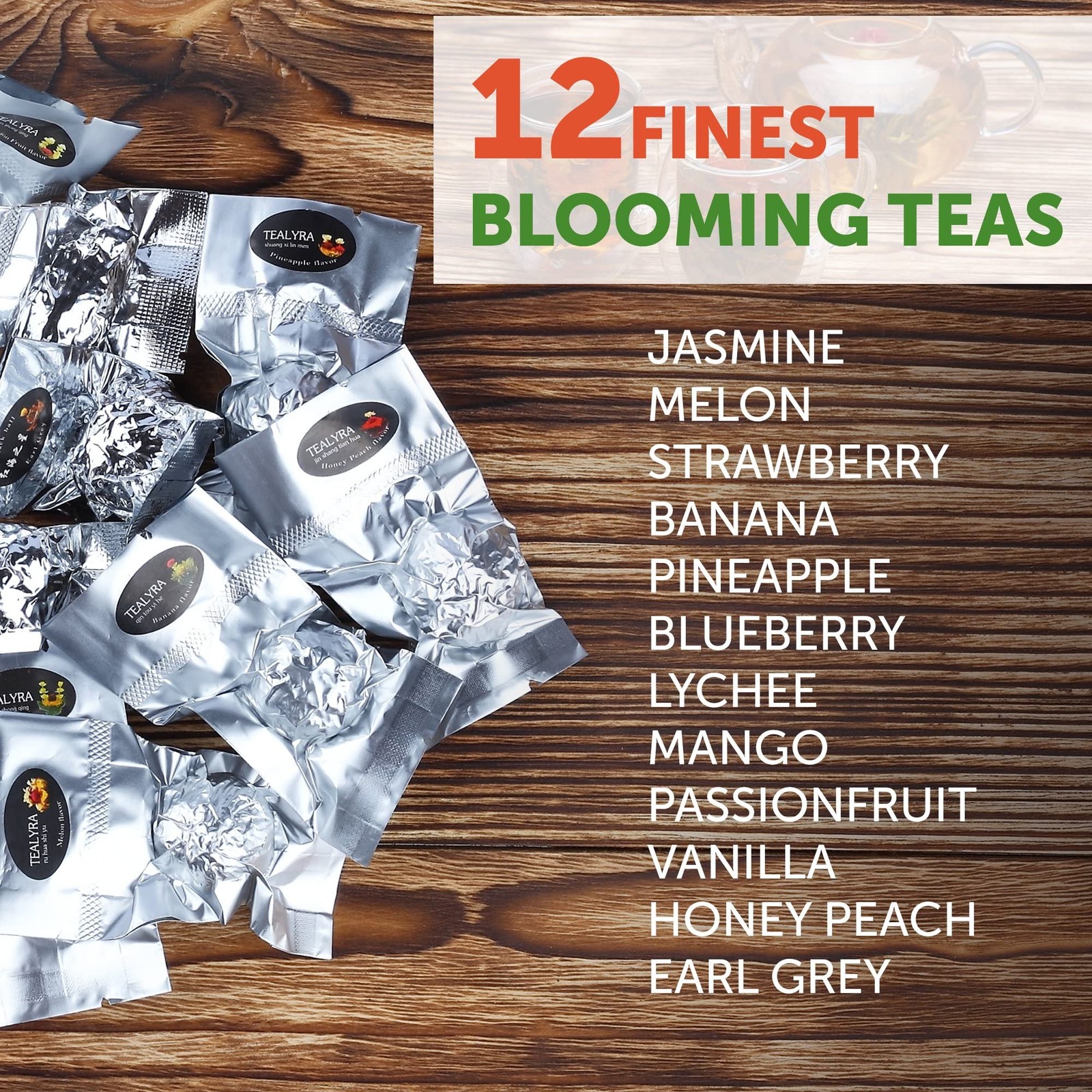 – 12 pcs Blooming Flowering Tea – 12 Variety Flavors of Finest Blooming Teas …