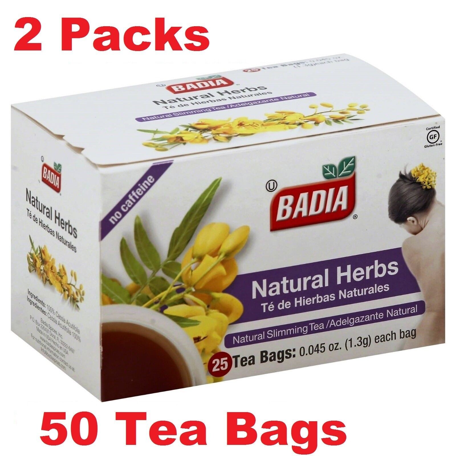 Badia Natural Herb Slimming/Slim Tea Lose Weight Detox(2 Packs) 50 bags FASTSHIP