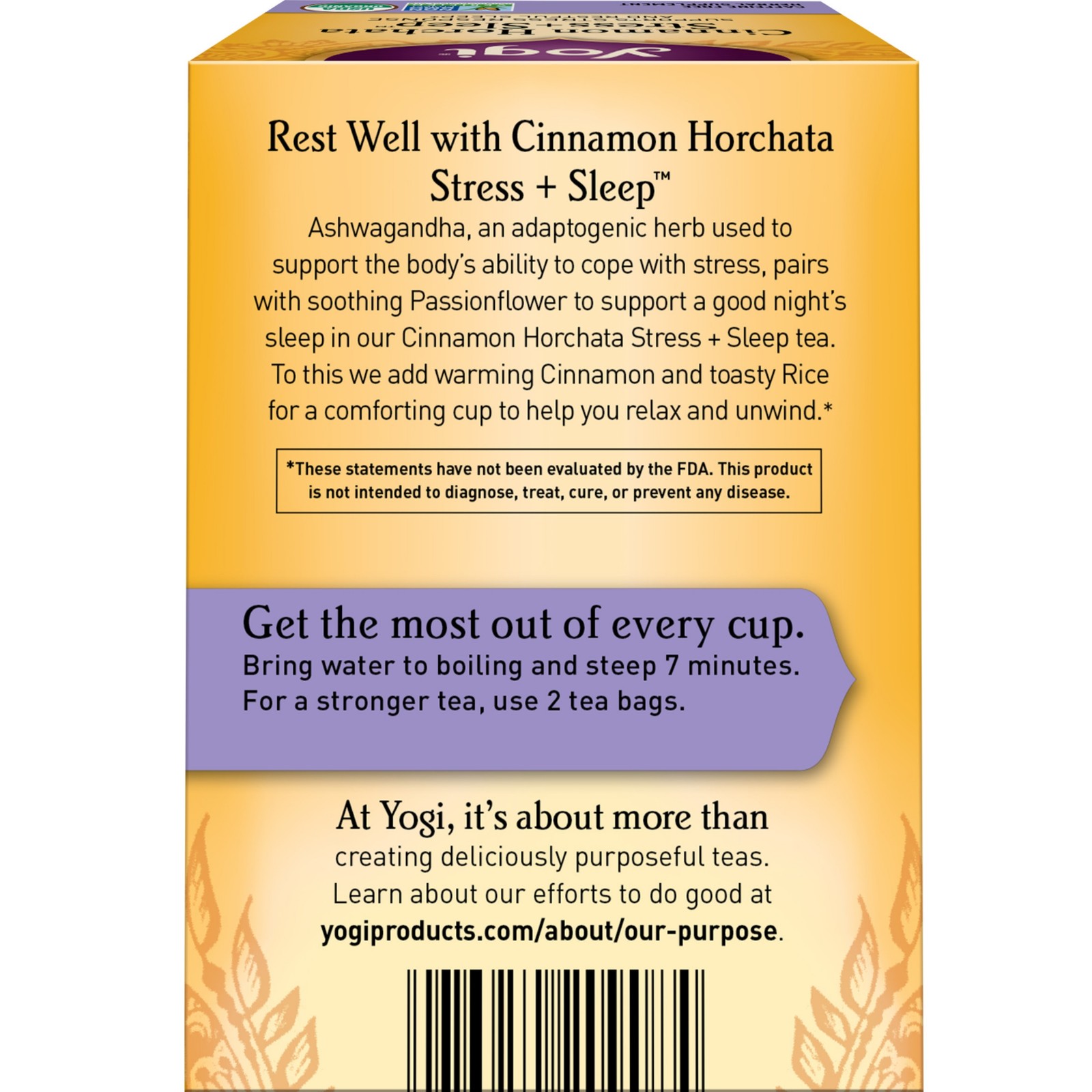Yogi Tea – Cinnamon Horchata Stress + Sleep (6 Pack) 96 Tea Bags (Pack of 6)