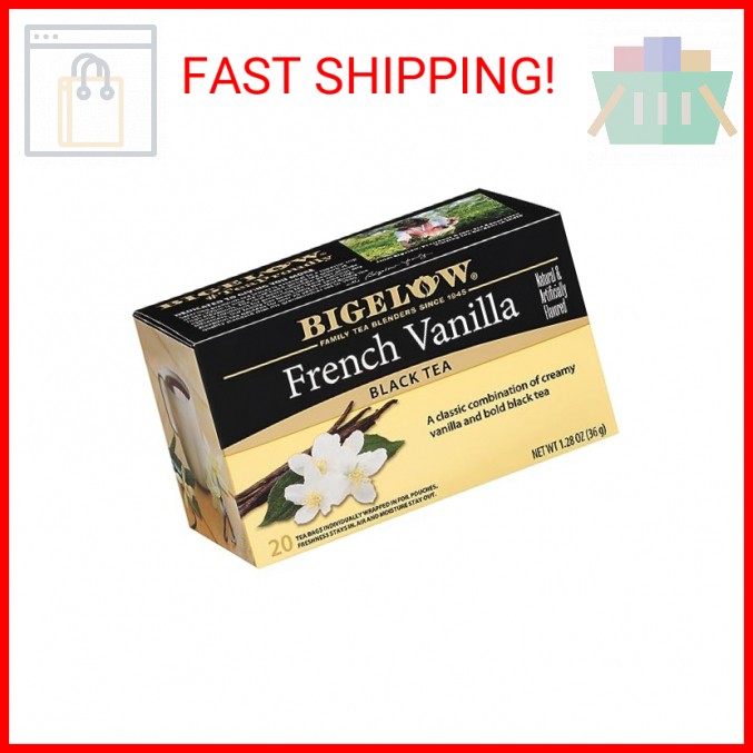 Bigelow French Vanilla Black Tea Bags, 20 Count Box (Pack of 6), Caffeinated Bla