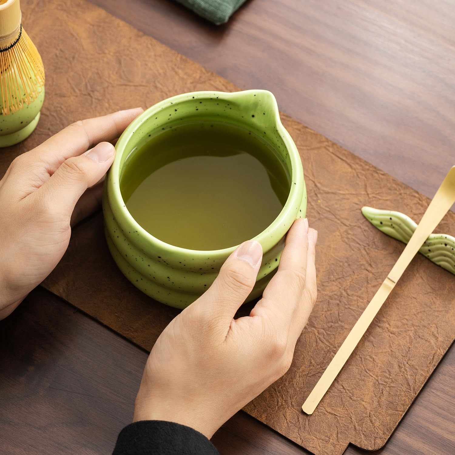 7Pcs Japanese Matcha Tea Set, Matcha Kit with Matcha Bowl (with Pouring Spout…