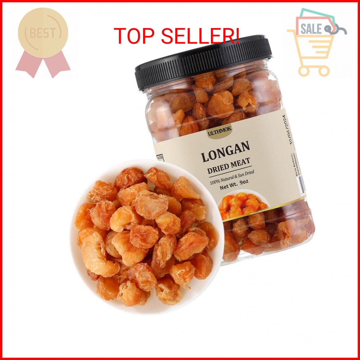 Premium Dried Longan Fruit 9 Oz/256g,Selected Longan Fruit,100% Natural, No Suga