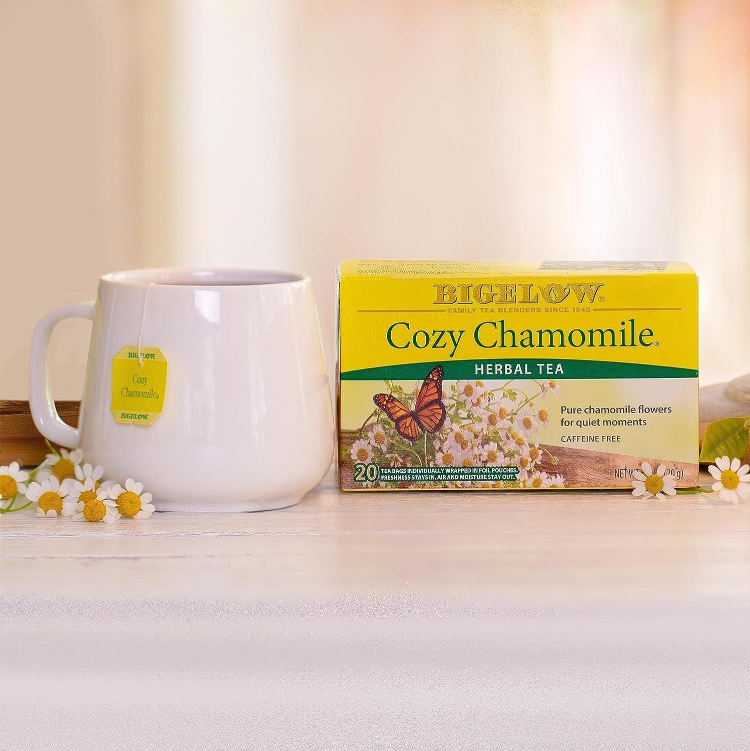Bigelow Tea Cozy Chamomile Herbal Tea, Caffeine Free 20 Count (Pack of 6)