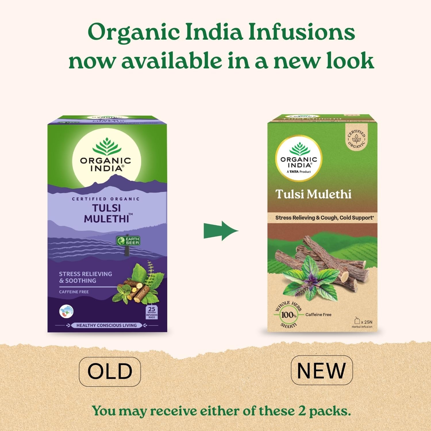 Tata Organic India Tulsi Mulethi 25 Tea Bags Herbal Immunity Tea