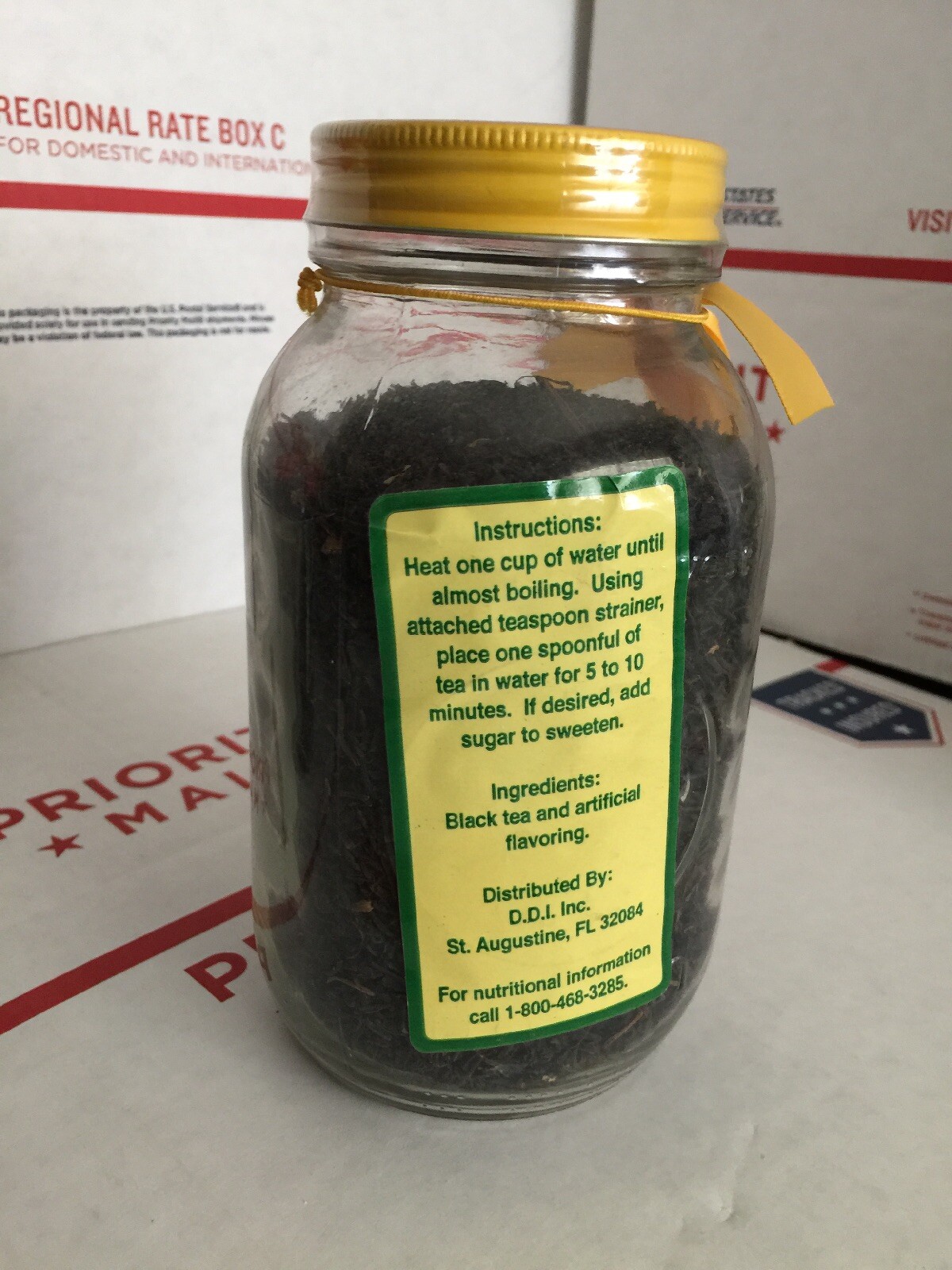 ❤️Botanical Herbal FRUITY TEA With PEACH LOOSE BLACK TEA GLASS JAR 8OZ