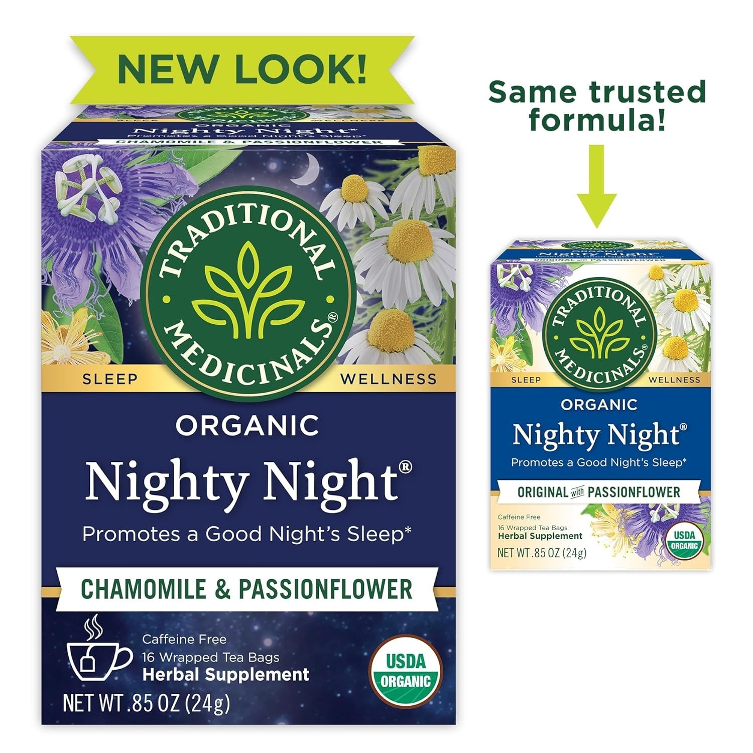 Mindfully Made Organic Nighty Night Tea – 16 Herbal Tea Bags for Restful Sleep