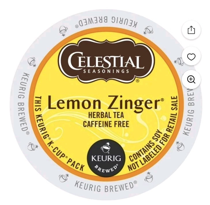 Celestial Seasonings Herbal Tea Lemon Zinger Caffeine Free 24 Keurig K-Cup Pods