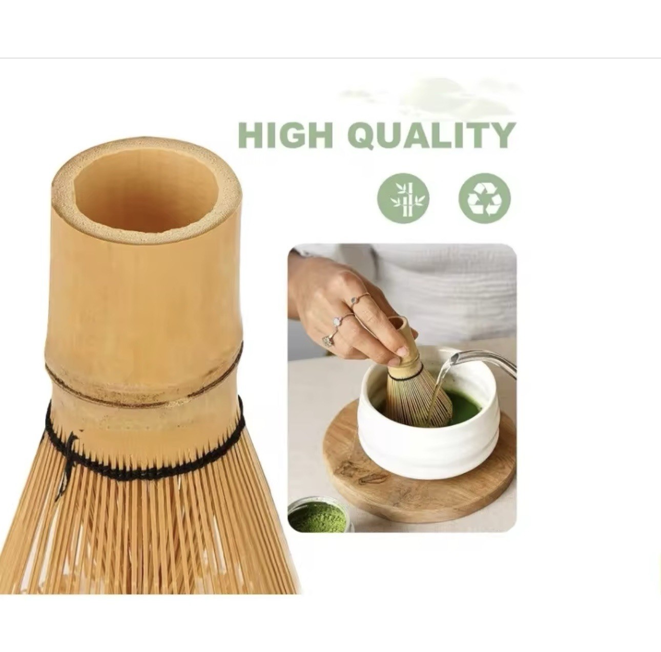 Japanese 120 Prong Natural Color Bamboo Matcha Whisk Green tea Stirrers Chasen