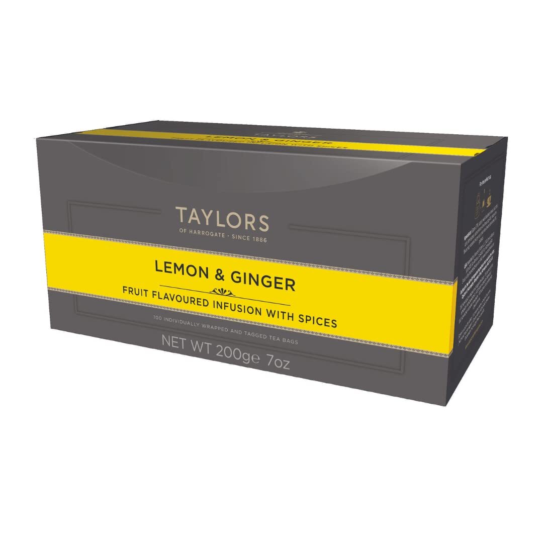 Taylors Of Harrogate Ginger Lemon Herbal Tea Bags 100 Count Caffeine Free