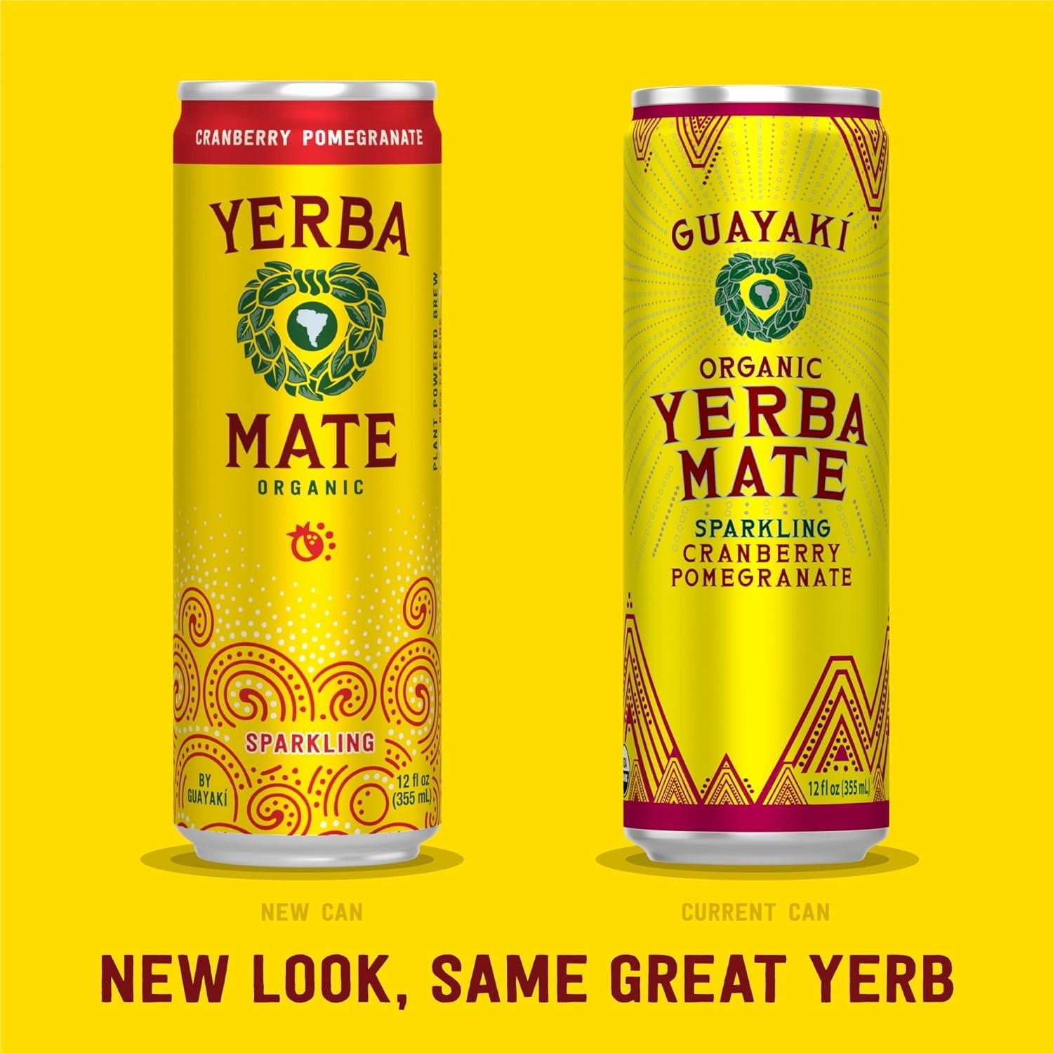 Organic Sparkling Yerba Mate Cranberry Pomegranate 80mg Caffeine 12oz 12 Pack