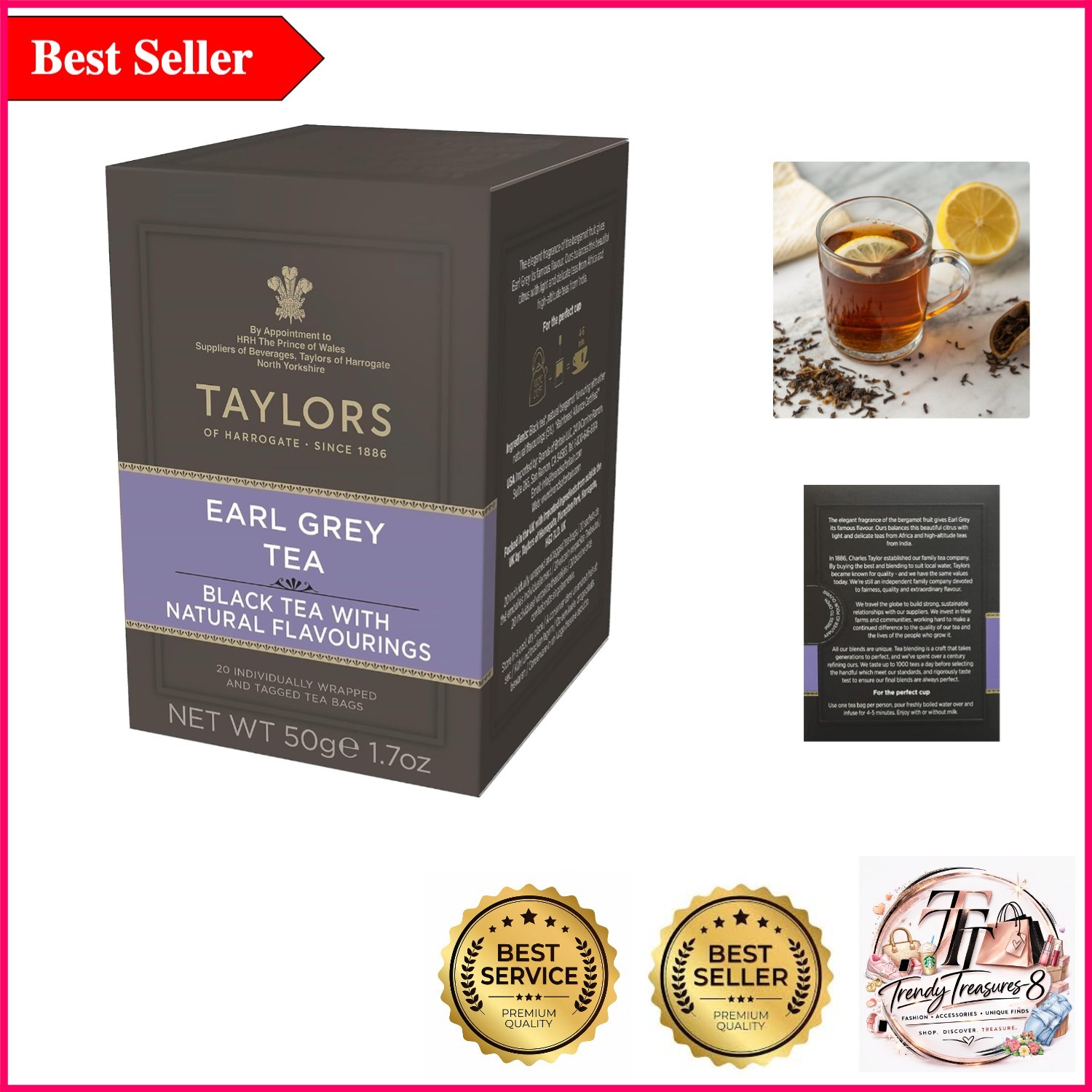 Earl Grey Black Tea – Individually Wrapped, Fragrant & Light, 20 Bags