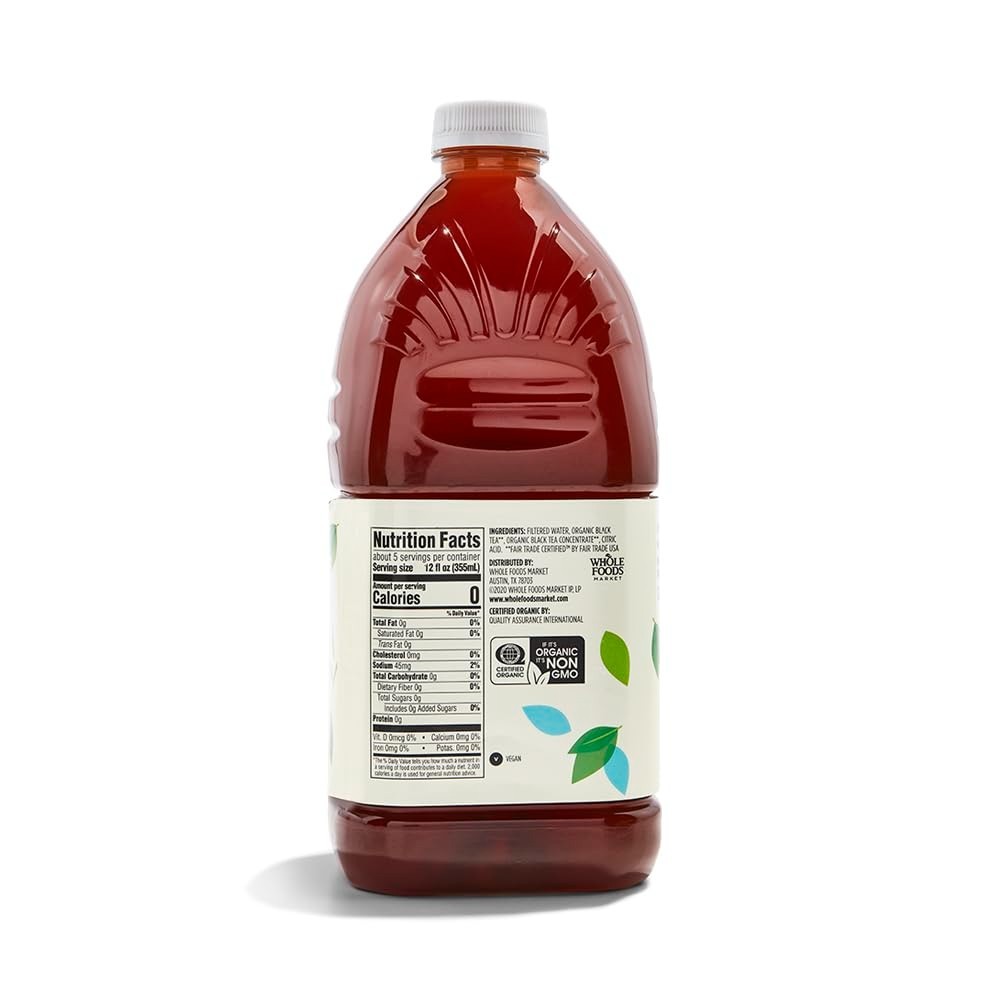 64 Fl Oz Organic Black Tea – High Caffeine Drink with No Sugar