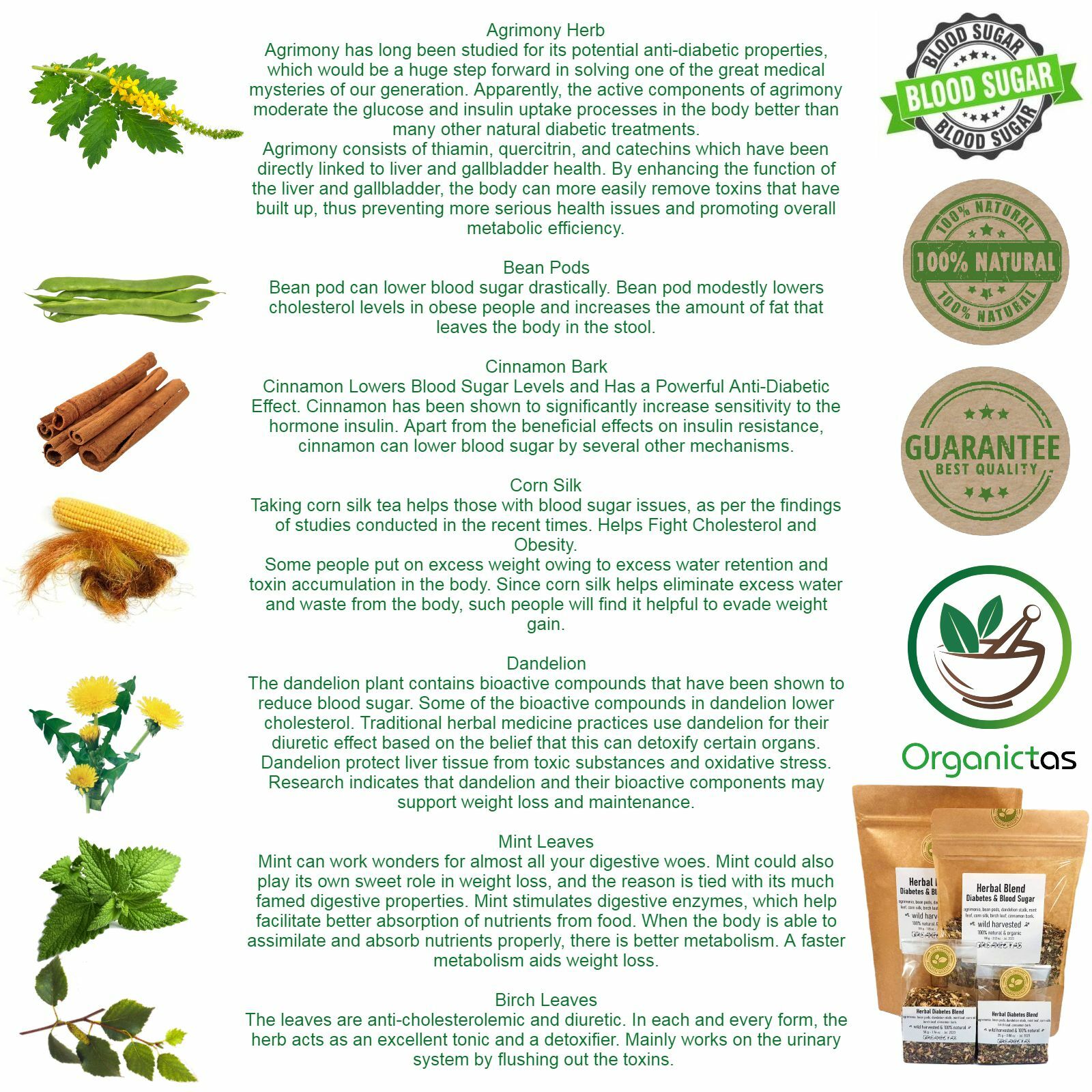 Diabetic Tea Blend, Naturally Lower & Control Blood Sugar, Glucose, Cholestorol