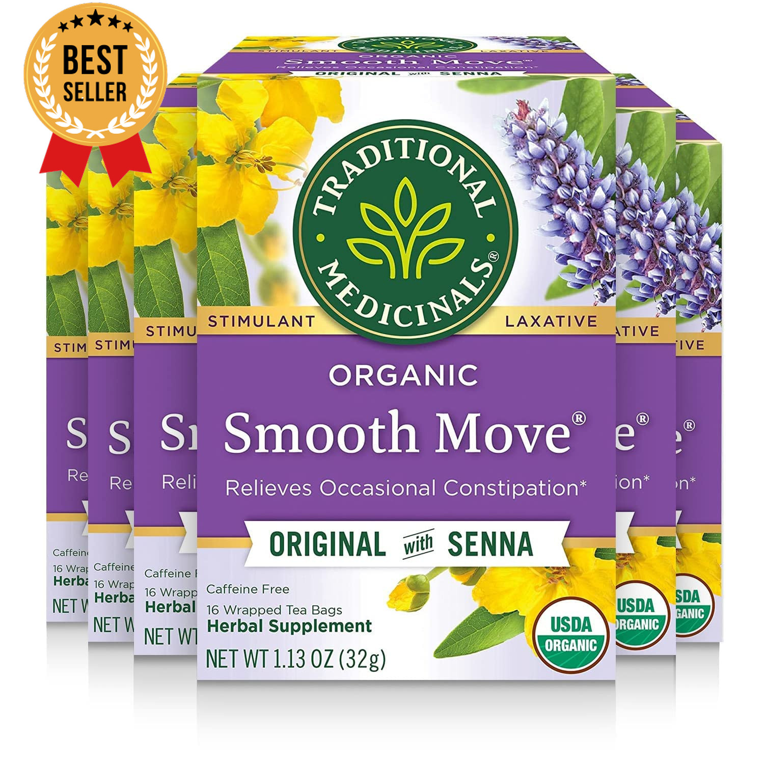 Organic Smooth Move Tea 96 Bags Senna Constipation Relief Herbal Laxative Pack