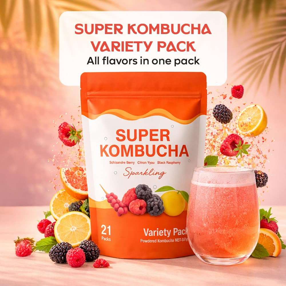 Kombucha Powder Packets | Variety Pack 21T | Sparkling Probiotic Kombucha Drink