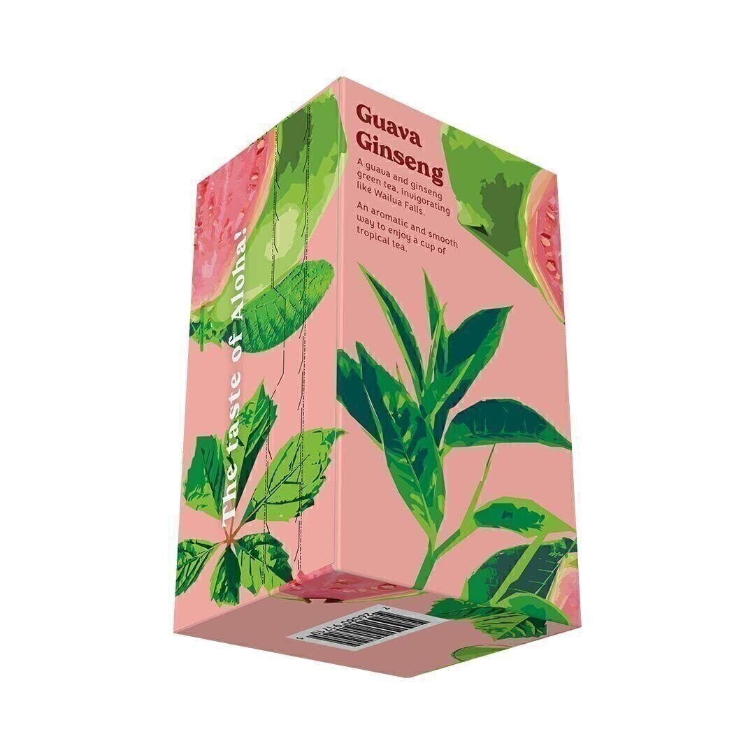Hawaiian Islands Guava Ginseng Tropical Green Tea, All Natural – 20 Teabags