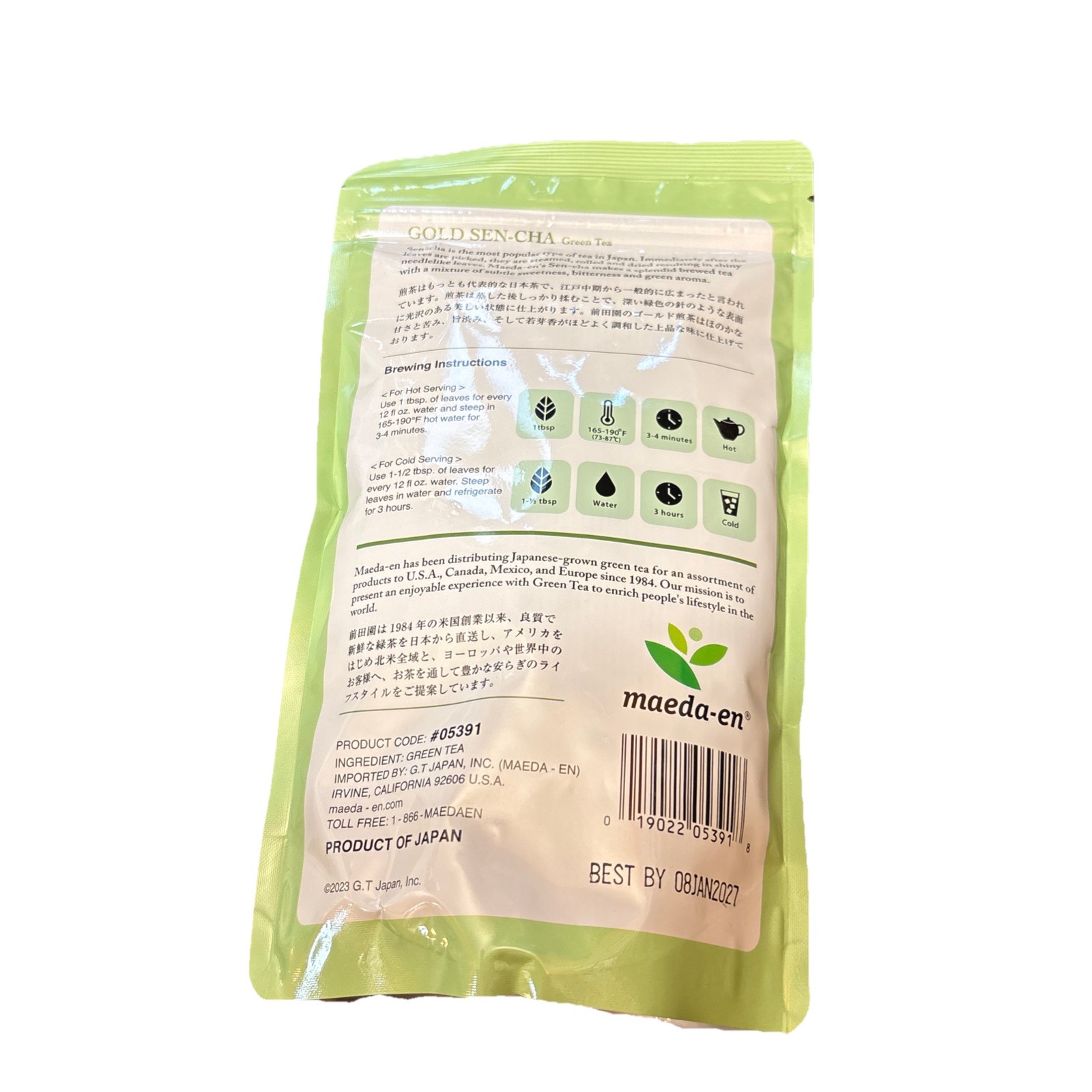 Japanese Maeda-En GOLD SEN-CHA Green Tea Loose Leaf 5.3 oz (150g) Japanese Tea