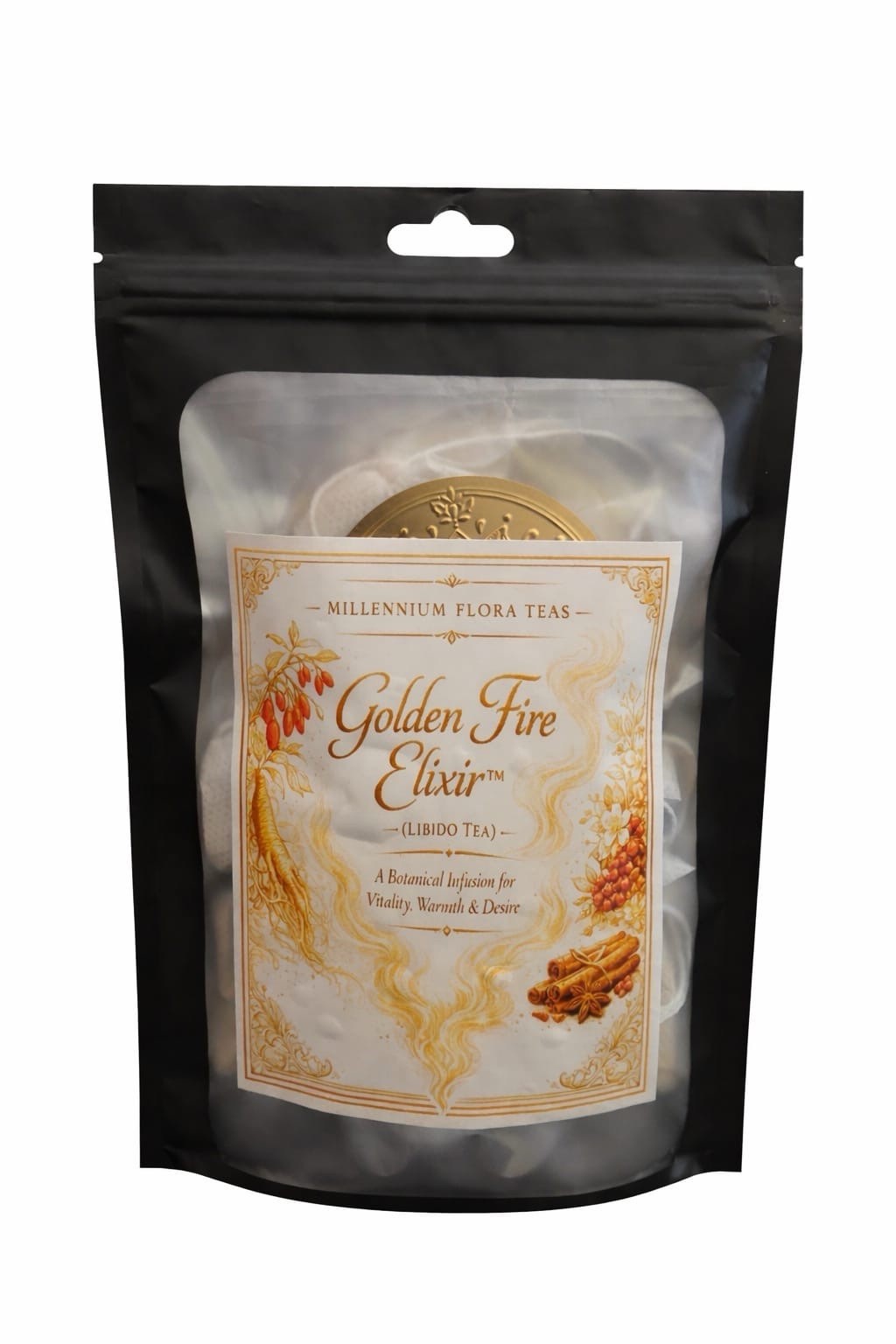 Millennium Flora Teas Golden Fire Elixir Herbal Tea Bagged Pantry
