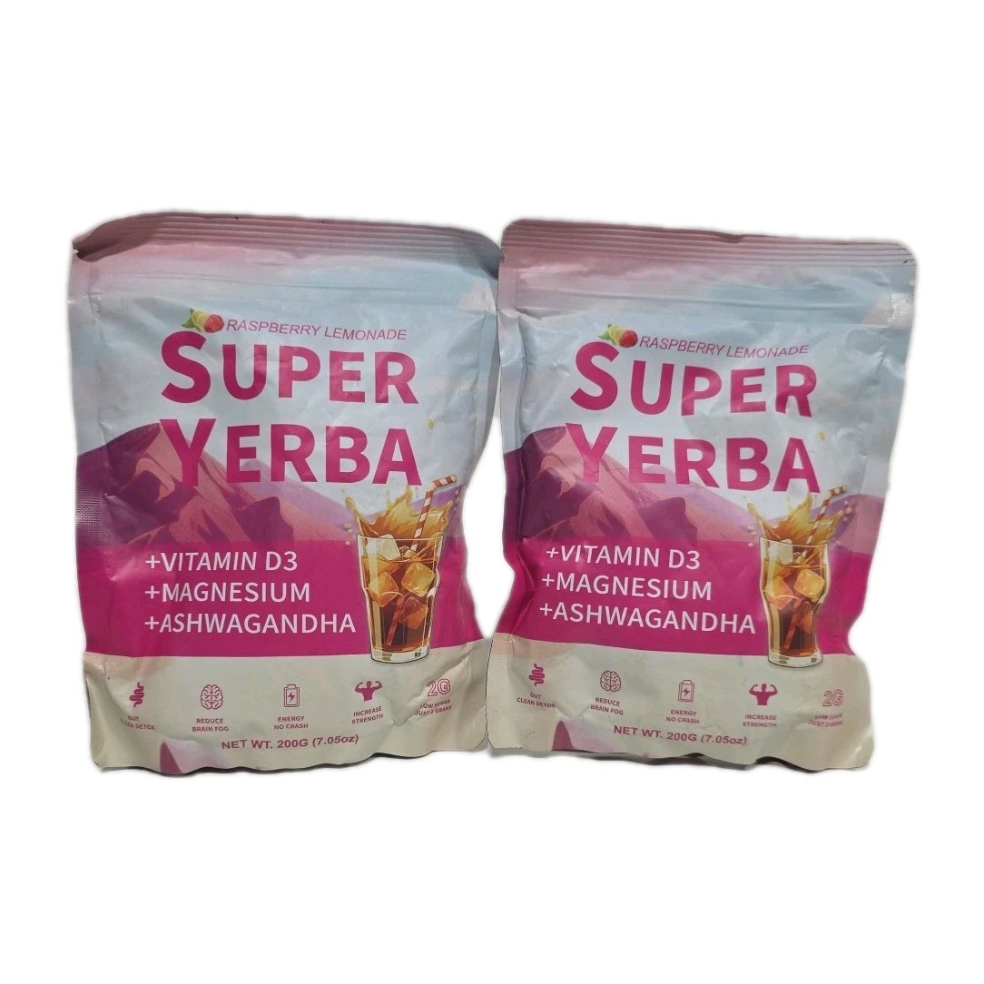 2 Pack Super Yerba- Instant Powder- Raspberry Lemonade- 10g × 30serv |EXP 05/27|