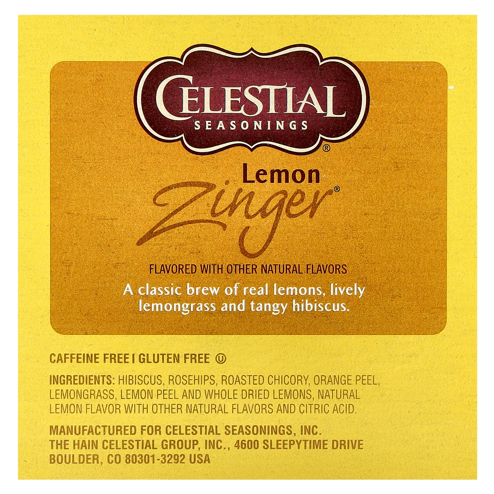 Herbal Tea, Lemon Zinger, Caffeine Free, 12 K-Cup Pods, 0.11 oz (3.2 g) Each