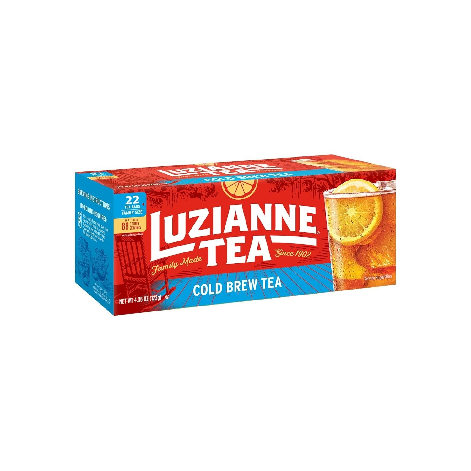 Family Size Unsweetened Cold Brew Black Iced Tea Bags – 22ct Box for 5 Gallons