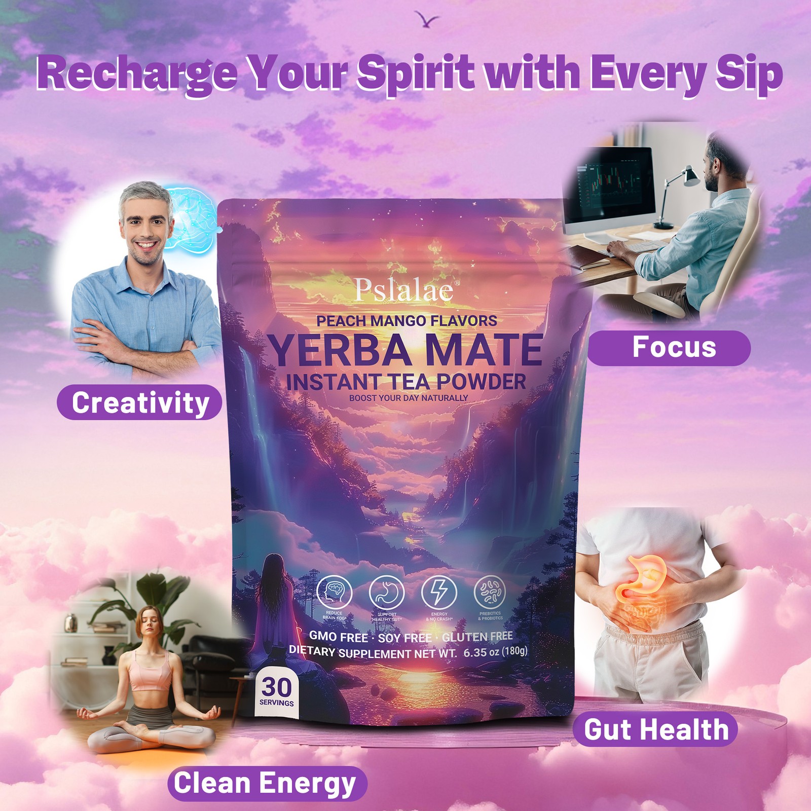 Yerba Mate – Instant Tea Powder,Gut Health, Focus, Energy Support – 30 Servings