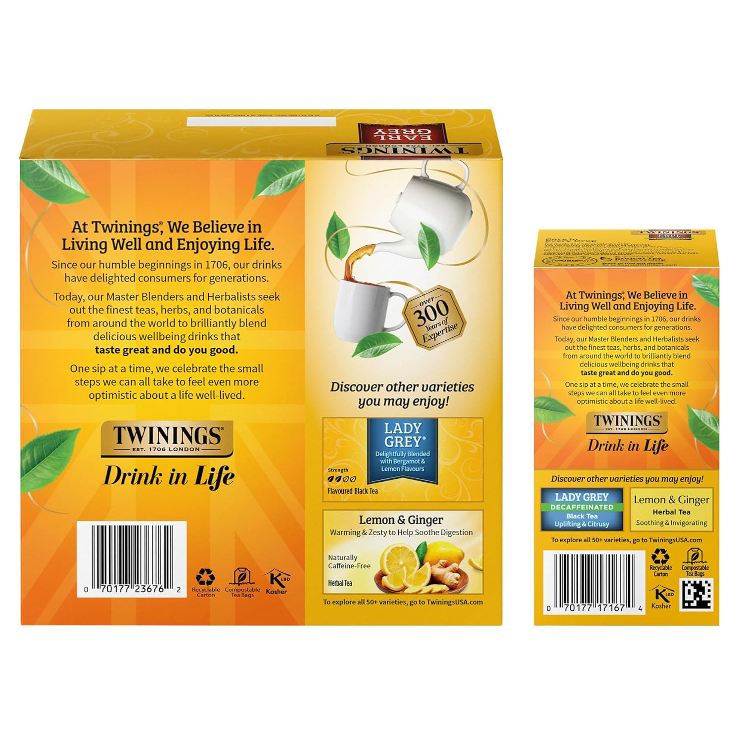 Twinings Earl Grey Tea Combo, Decaf 120 ct plus Classic Black 100 ct