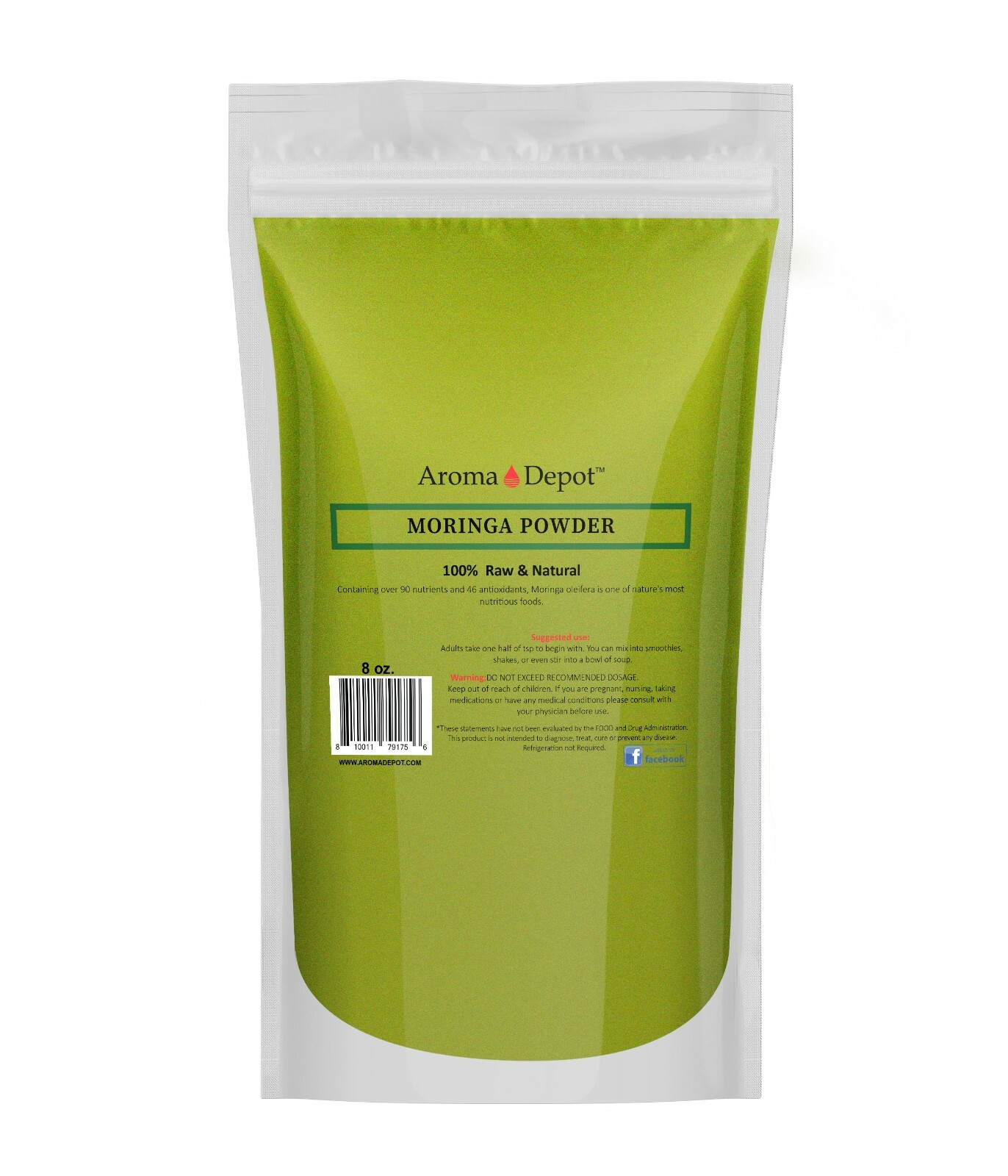 Moringa Powder 8oz. Hoja Polvo de Moringa oleifera Leaf Pure Natural Superfood
