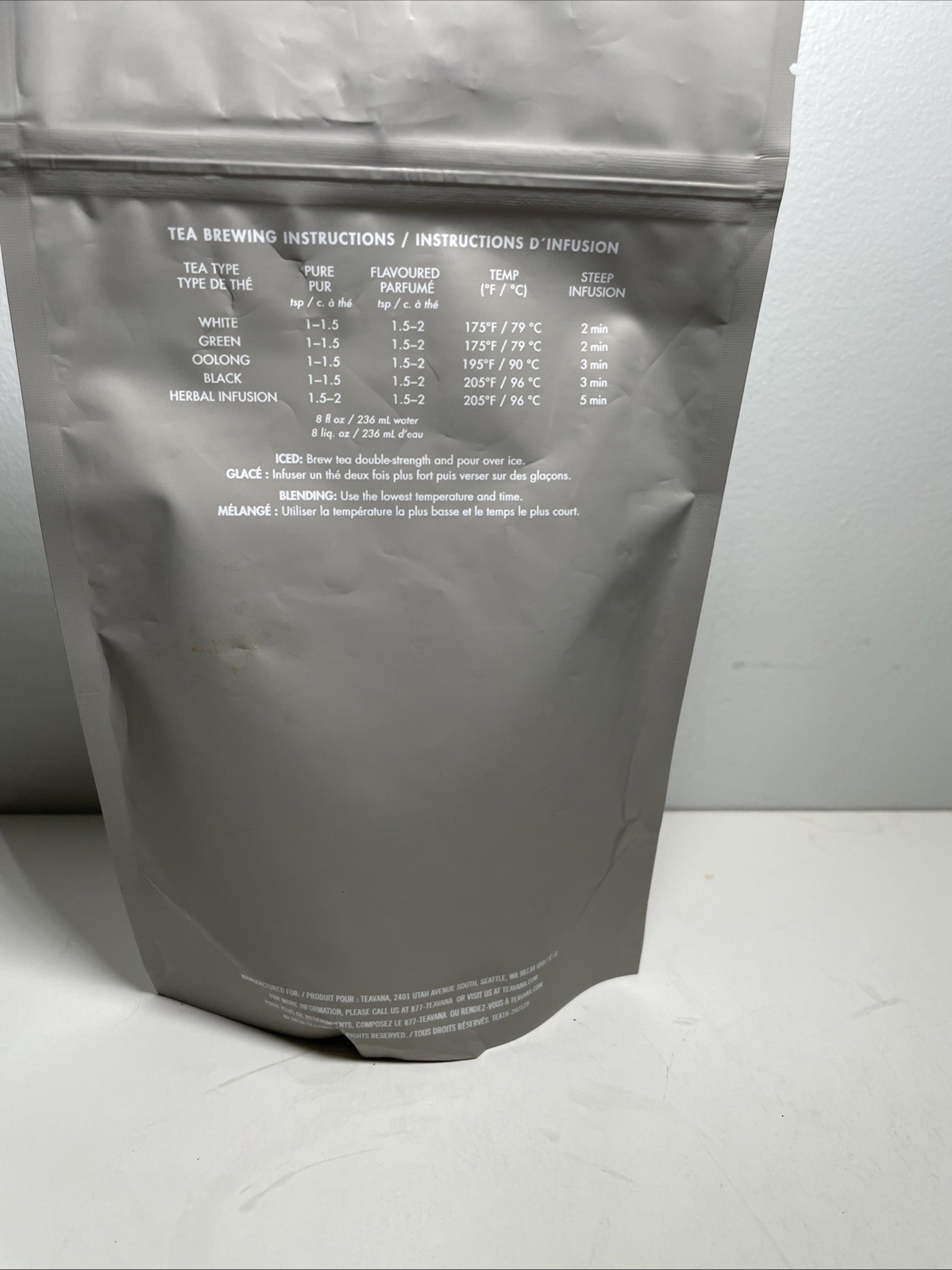 NEW 2 OZ Teavana Mango Black Sealed Loose Leaf Gray Bag
