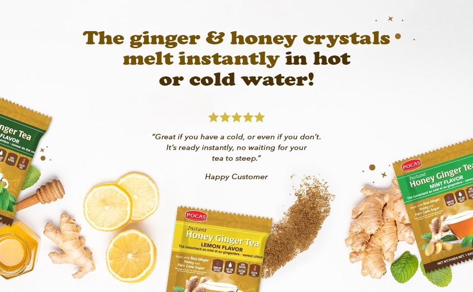 POCAS Honey Ginger REAL Crystal Tea Instant Tea [Original] 2pk – 40 teabags
