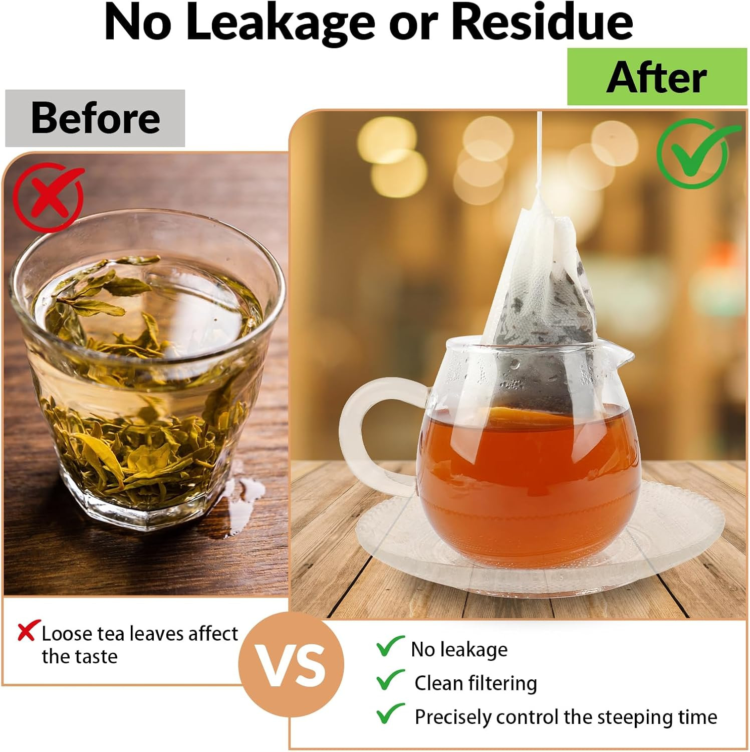 300 Pcs Disposable Tea Bags for Loose Leaf Tea, Food-Grade Tea Filter Sachets