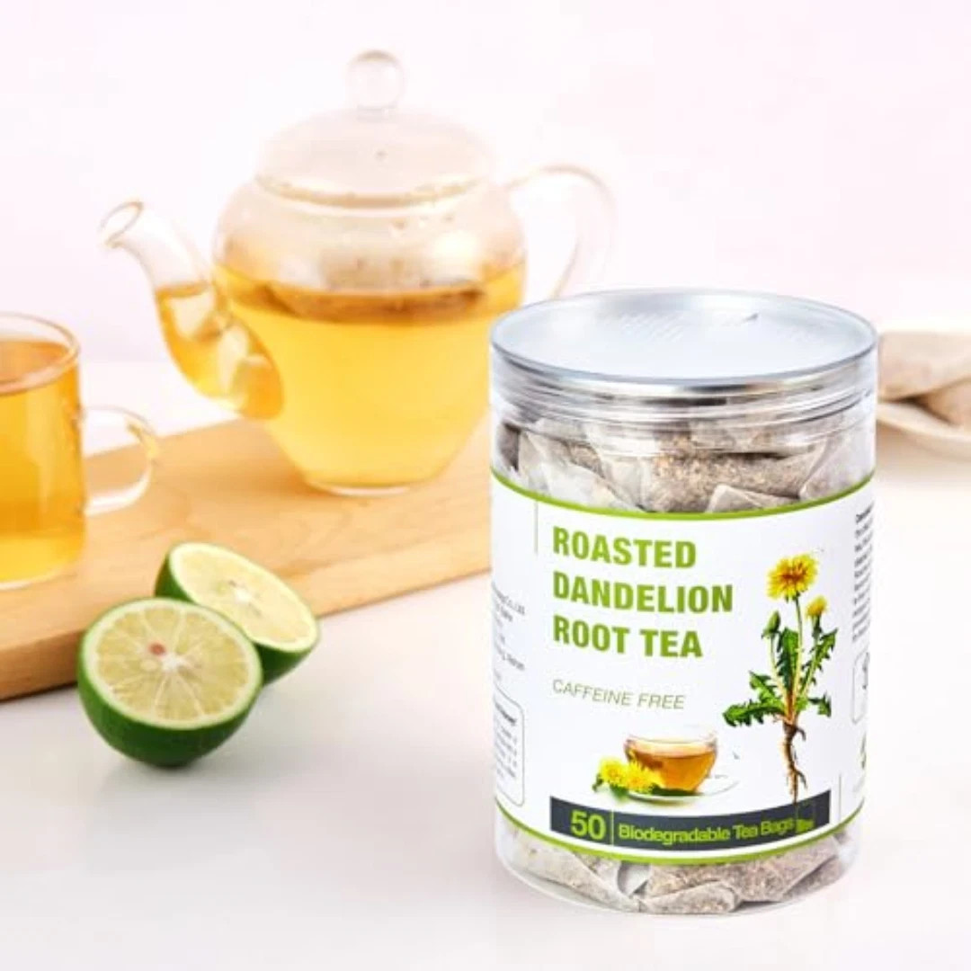 50 Bags Roasted Dandelion Root Tea Bags, 2.5/Bags, Natural Dried Dandelion.