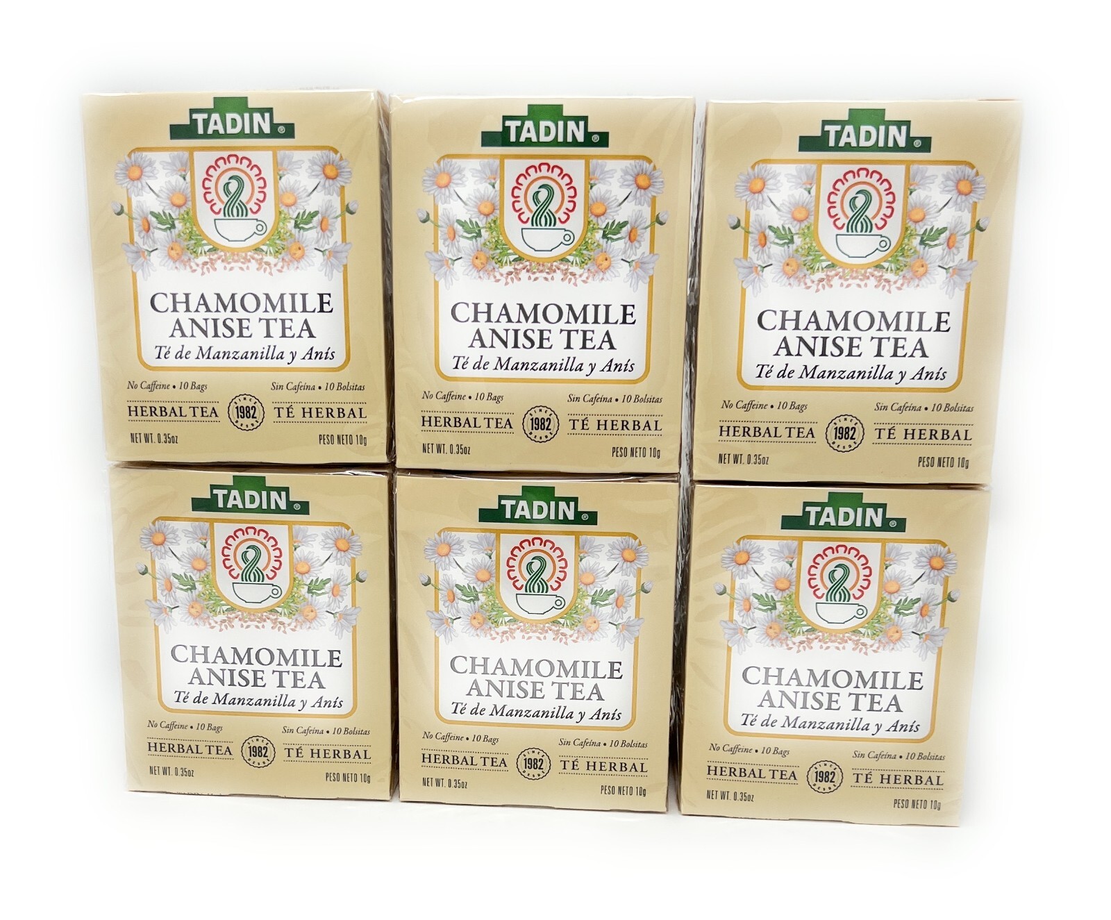 Tadin Chamomile Anise Herbal Tea 6 Boxes Of 10 Bags Per Box (60 Bags)