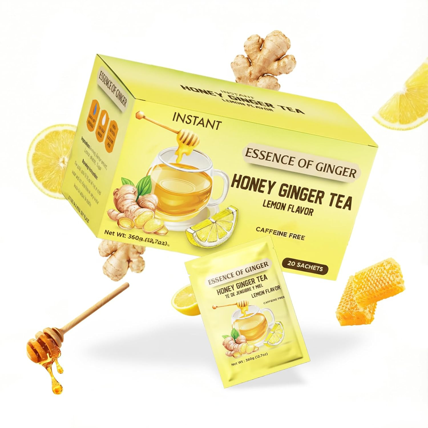Essence of Ginger Honey Ginger Soursop Herbal Tea 20 Instant Tea Powder Packets