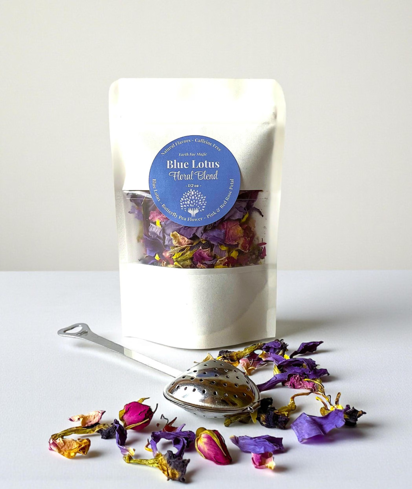 Blue Lotus Butterfly Pea Rose Floral Blend, Spiritual Tea, 1/2oz, 1oz